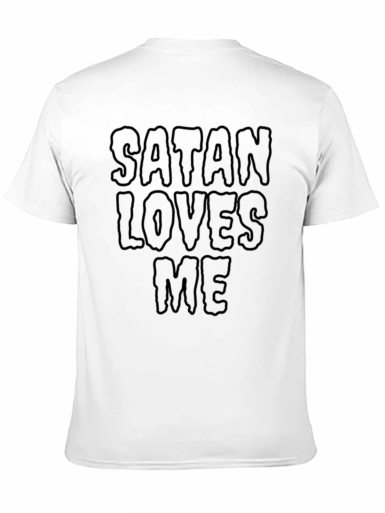 SaTan Loves Me - Creepy Bloody Empty Letters Casual Graphic T-Shirt – Simple And Comfortable Daily Wear