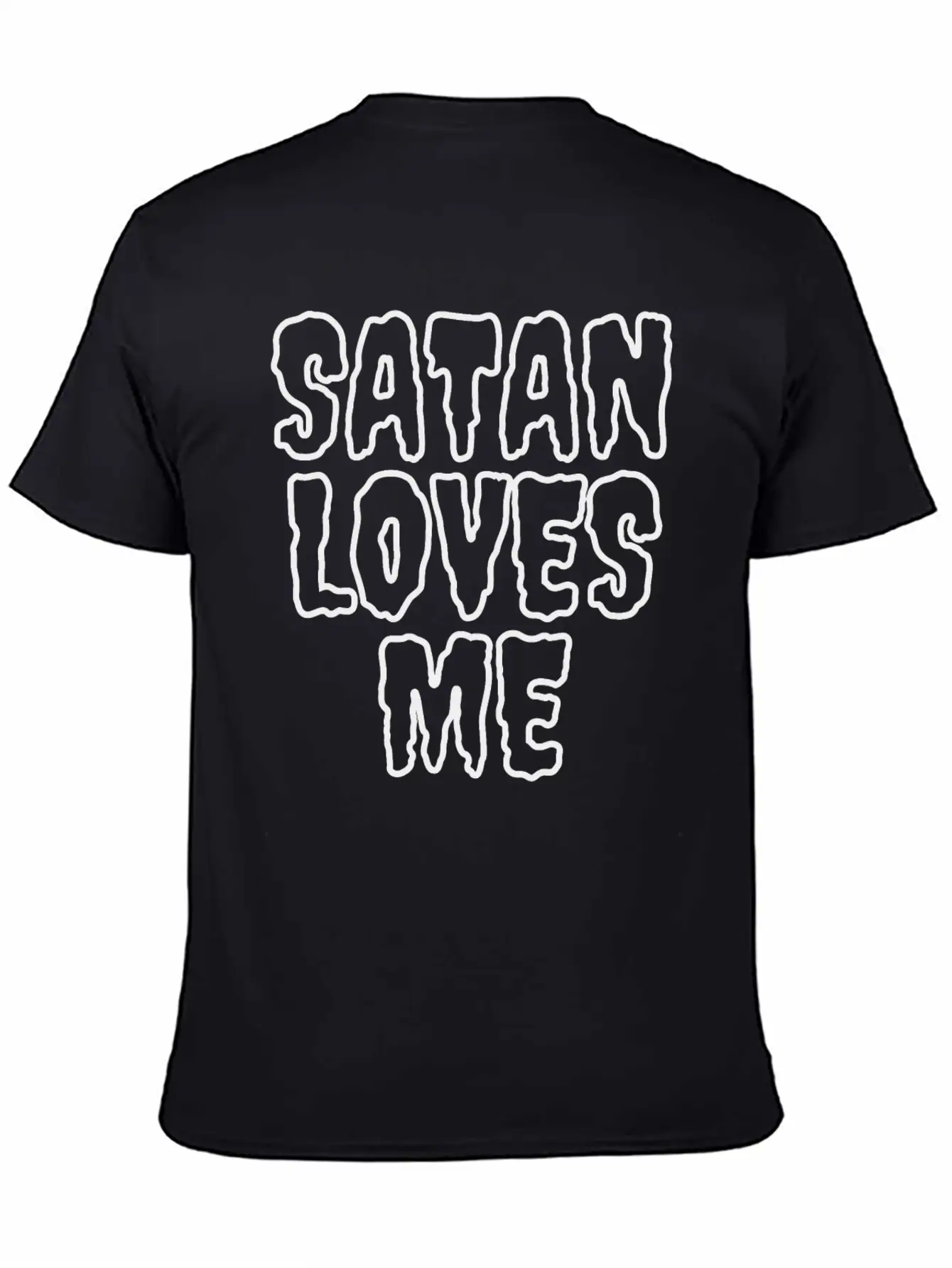 SaTan Loves Me - Creepy Bloody Empty Letters Casual Graphic T-Shirt – Simple And Comfortable Daily Wear