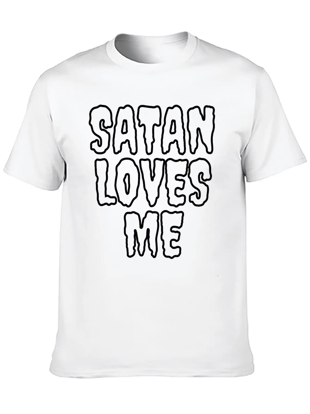 SaTan Loves Me - Creepy Bloody Empty Letters Casual Graphic T-Shirt – Simple And Comfortable Daily Wear