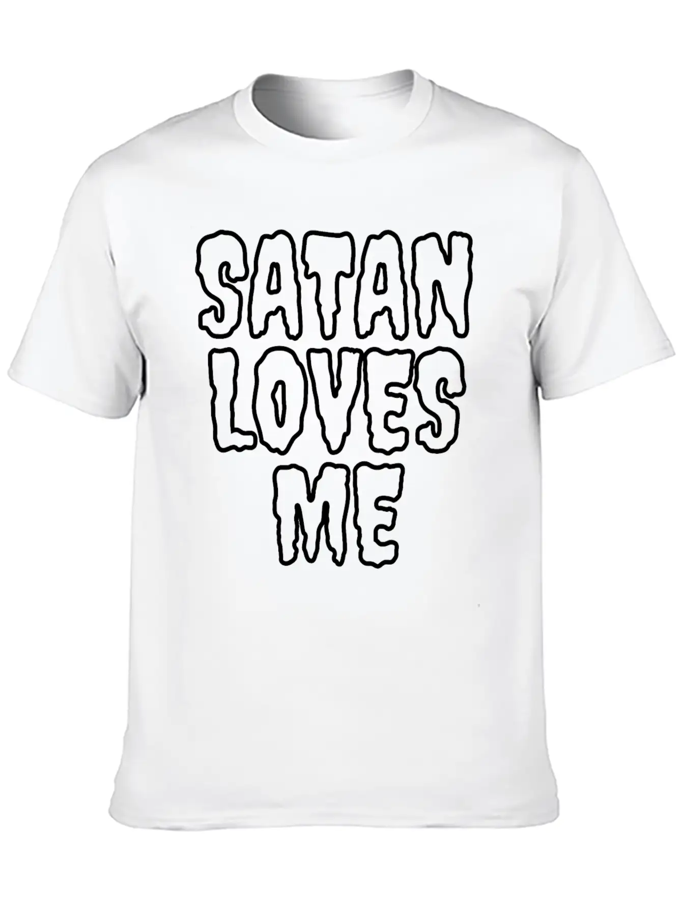 SaTan Loves Me - Creepy Bloody Empty Letters Casual Graphic T-Shirt – Simple And Comfortable Daily Wear