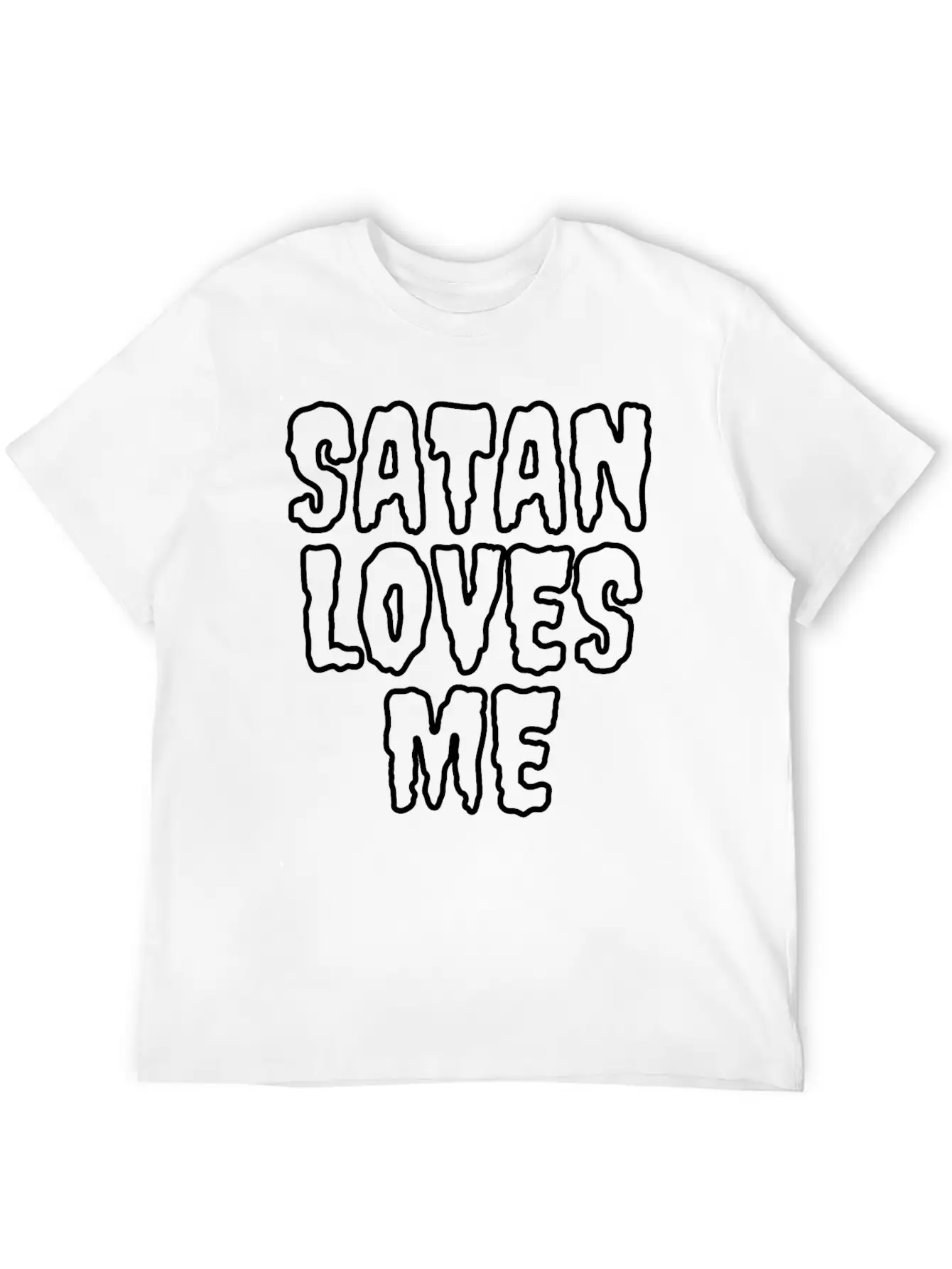 SaTan Loves Me - Creepy Bloody Empty Letters Casual Graphic T-Shirt – Simple And Comfortable Daily Wear