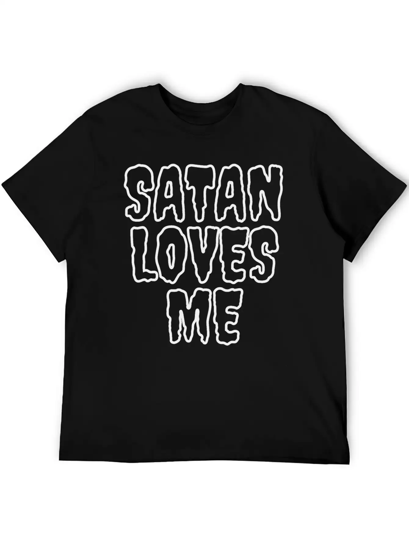 SaTan Loves Me - Creepy Bloody Empty Letters Casual Graphic T-Shirt – Simple And Comfortable Daily Wear