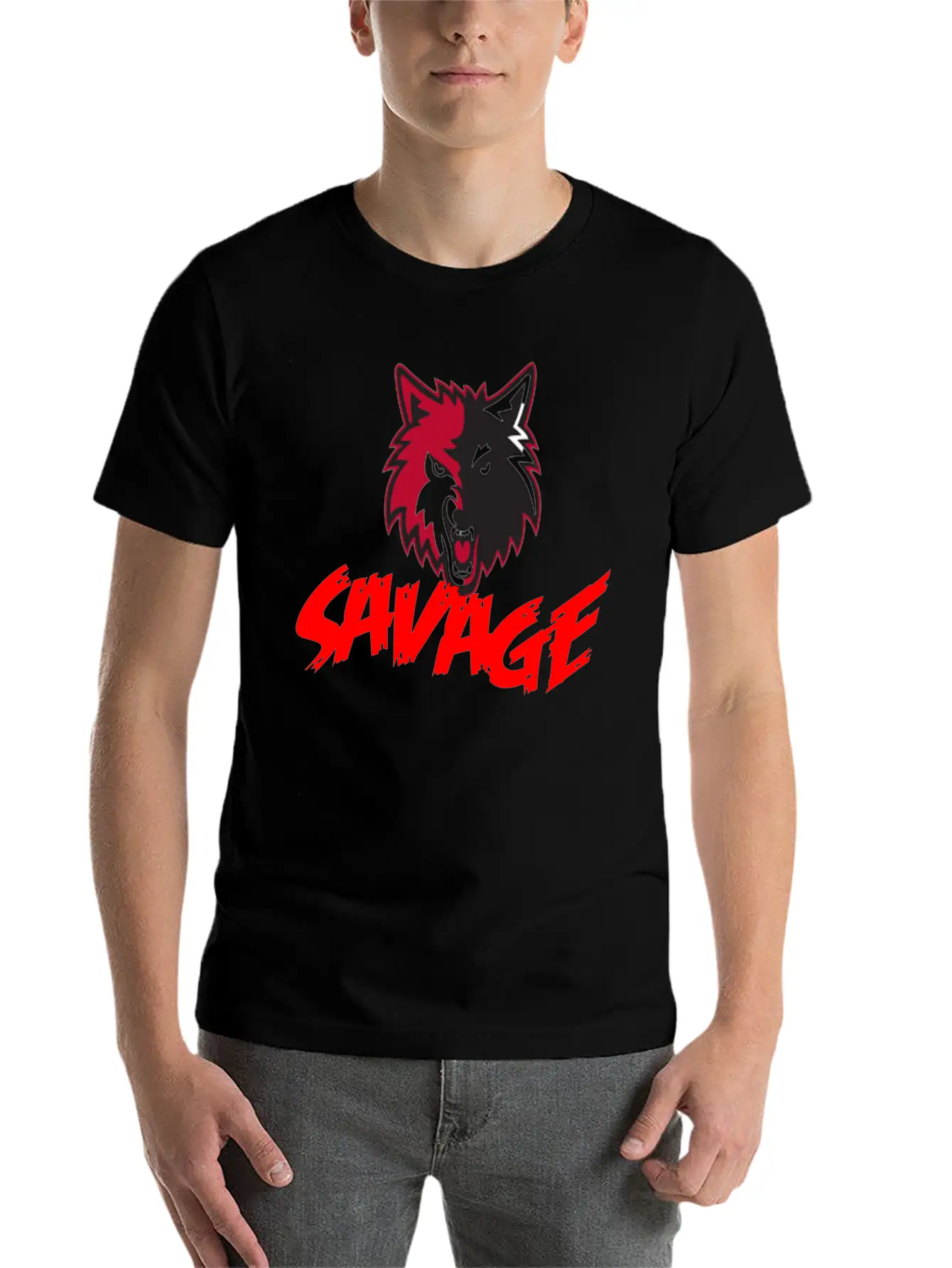 Savage With Wolf Unisex Casual T-Shirt – Clean Design For Daily Comfort