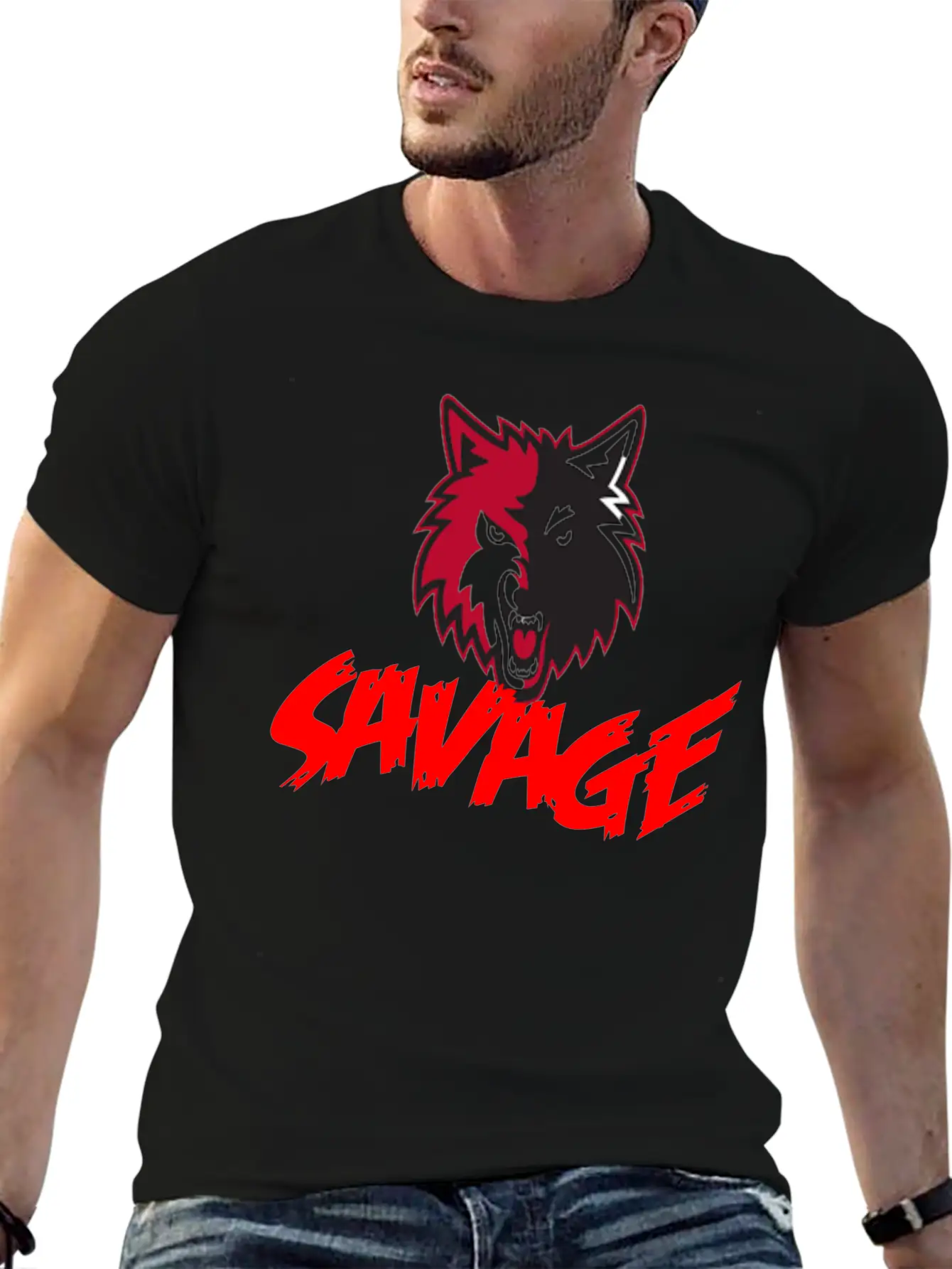 Savage With Wolf Unisex Casual T-Shirt – Clean Design For Daily Comfort
