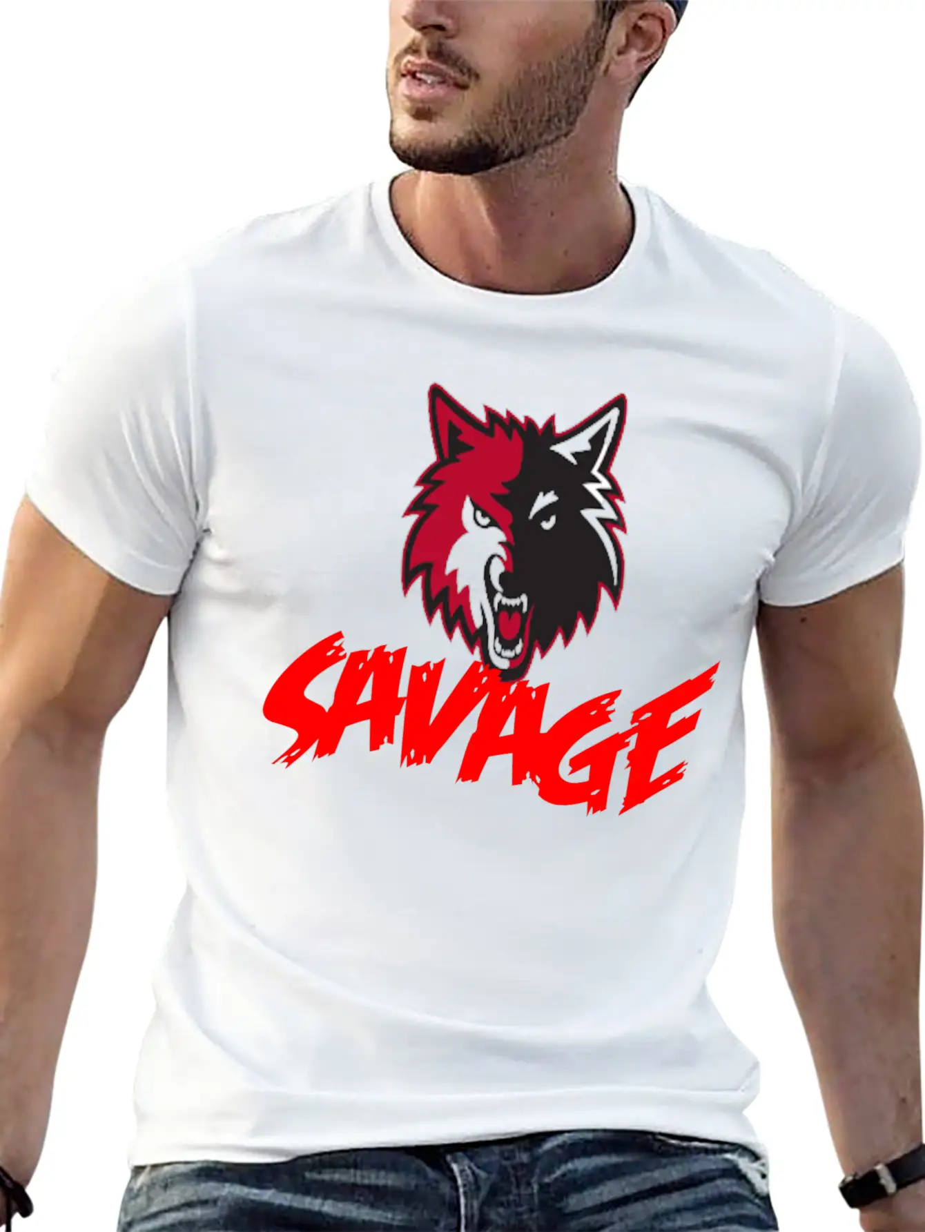 Savage With Wolf Unisex Casual T-Shirt – Clean Design For Daily Comfort