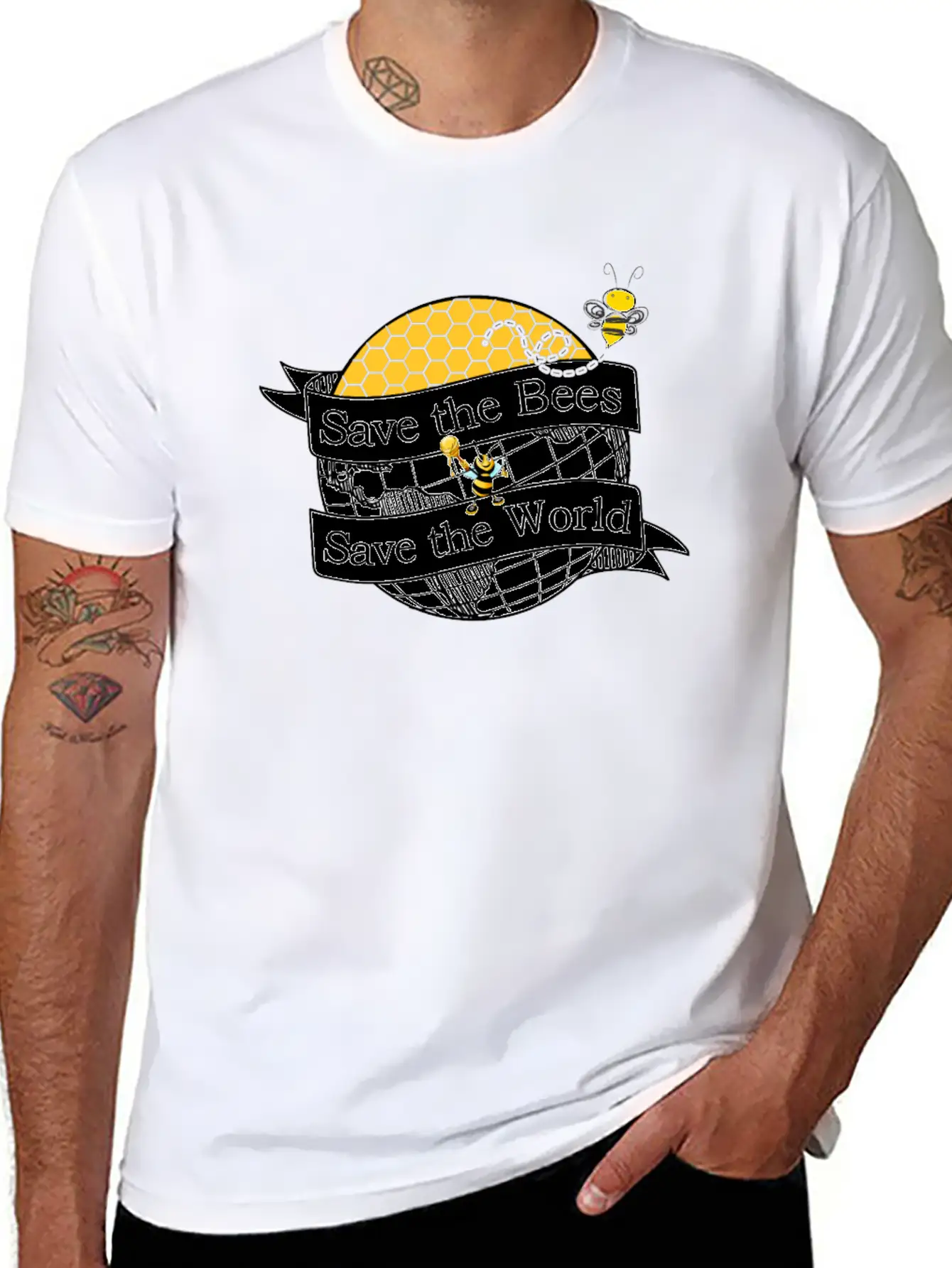 Save The Bees Save The World Beekeeping Beekeeper Unisex Casual T-Shirt – Clean Design For Daily Comfort