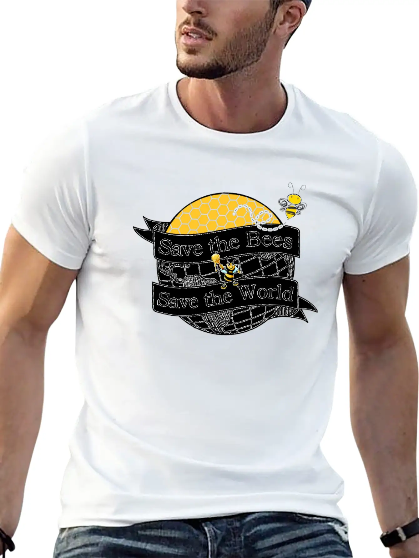 Save The Bees Save The World Beekeeping Beekeeper Unisex Casual T-Shirt – Clean Design For Daily Comfort