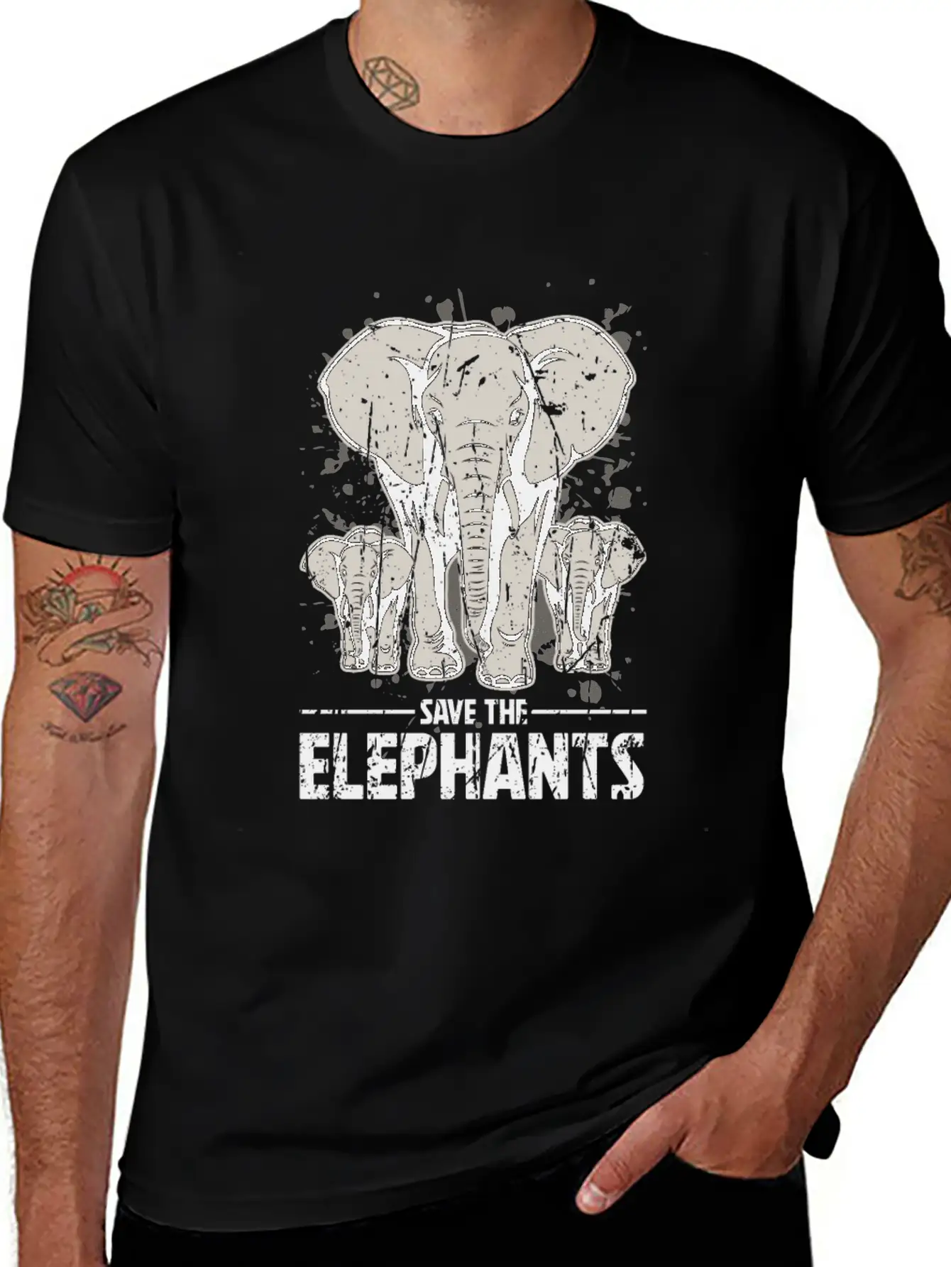 Save The Elephants - Elephant Casual Graphic T-Shirt – Simple And Comfortable Daily Wear