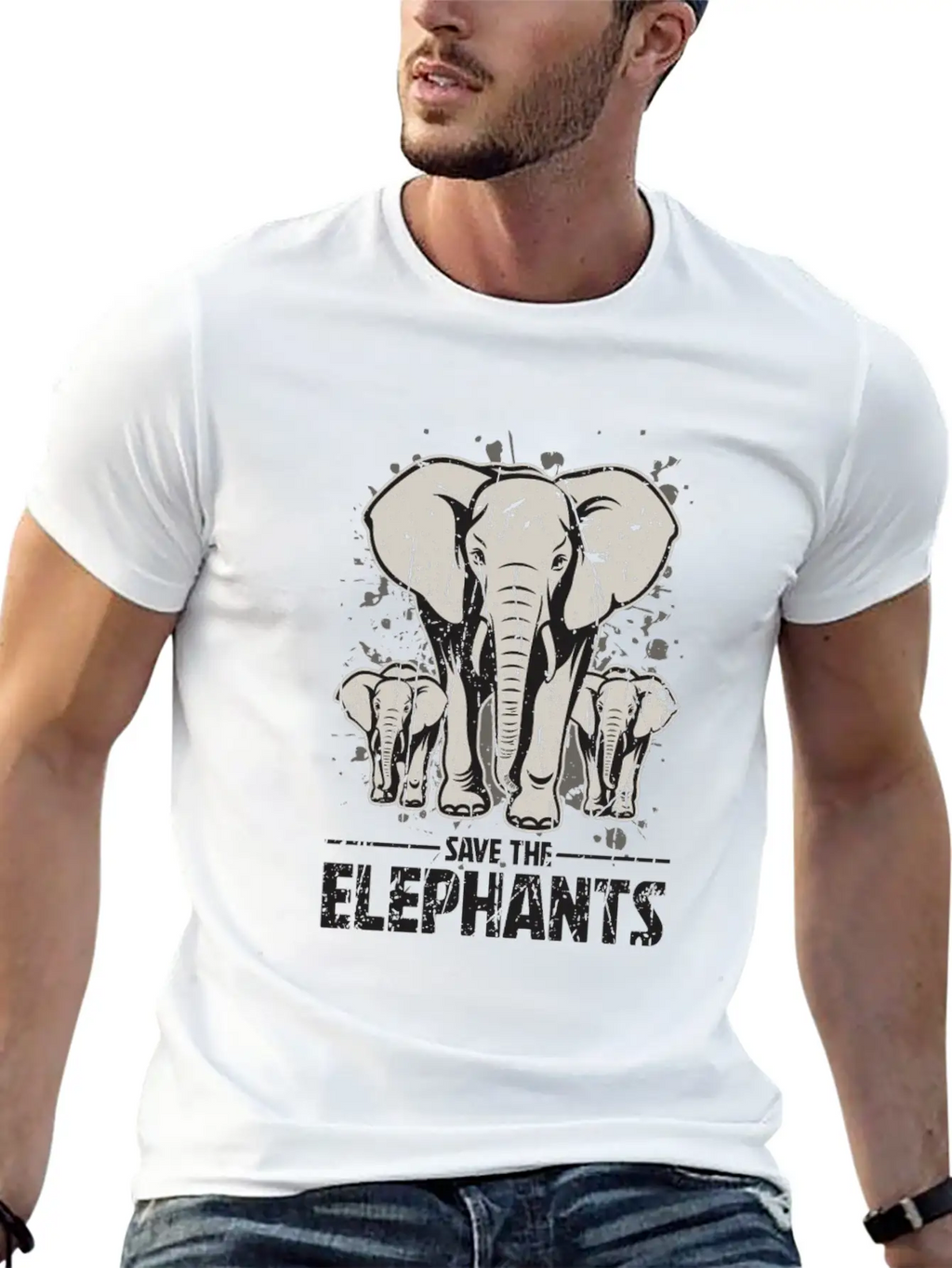 Save The Elephants - Elephant Casual Graphic T-Shirt – Simple And Comfortable Daily Wear
