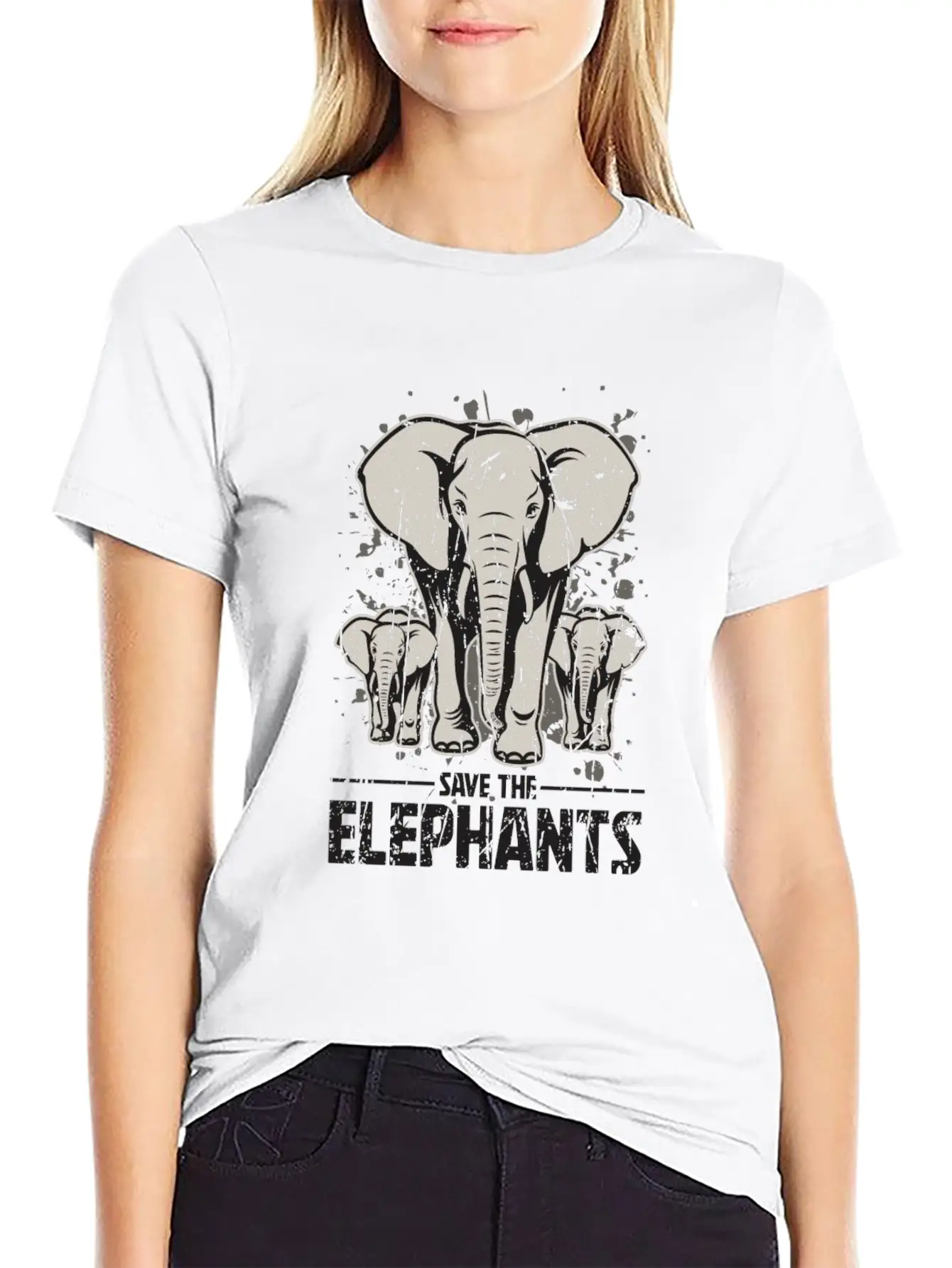 Save The Elephants - Elephant Casual Graphic T-Shirt – Simple And Comfortable Daily Wear