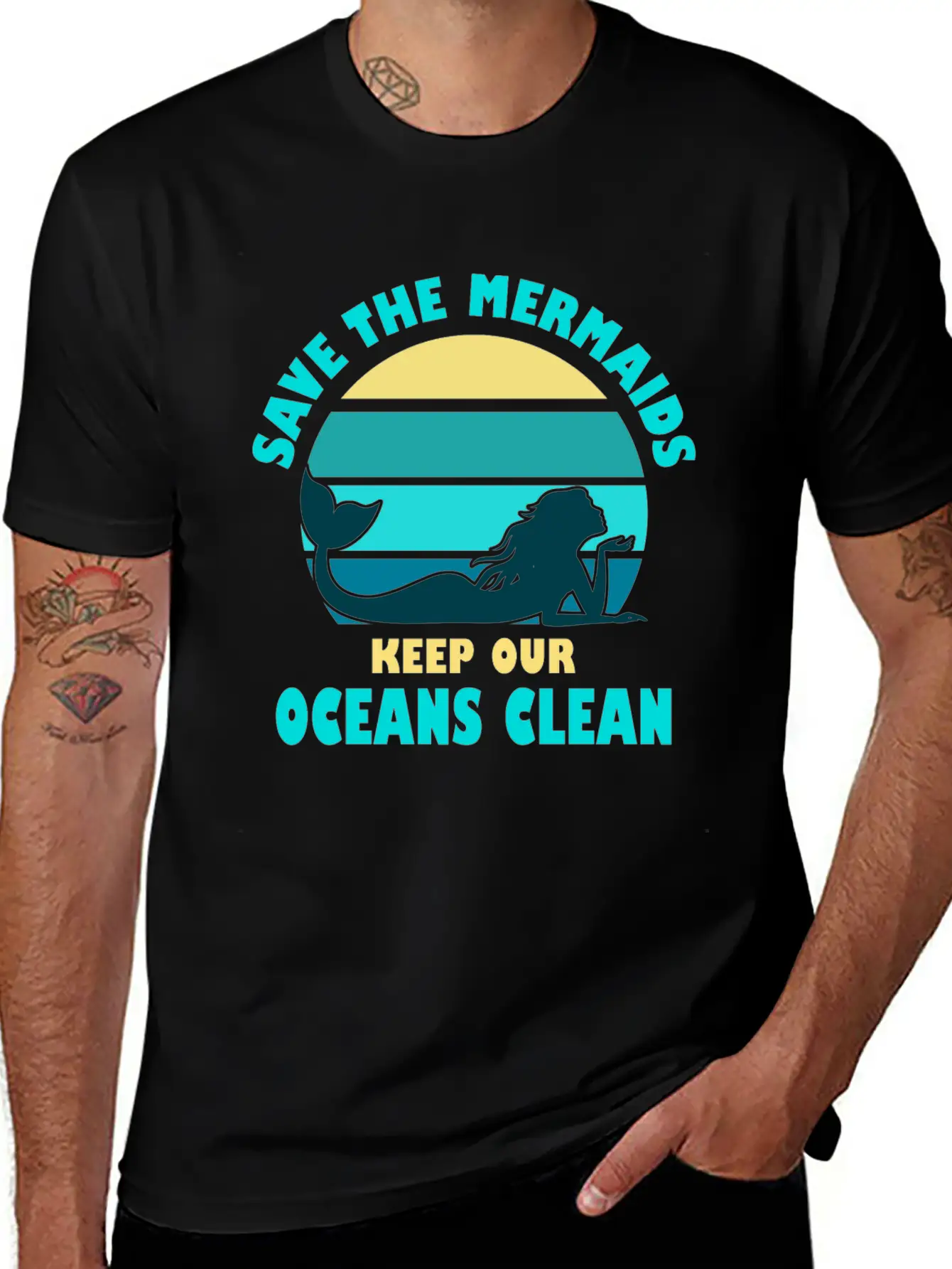 Save The Mermaids Keep Our Oceans Clean Breathable Soft Cotton T-Shirt – Timeless Casual Look