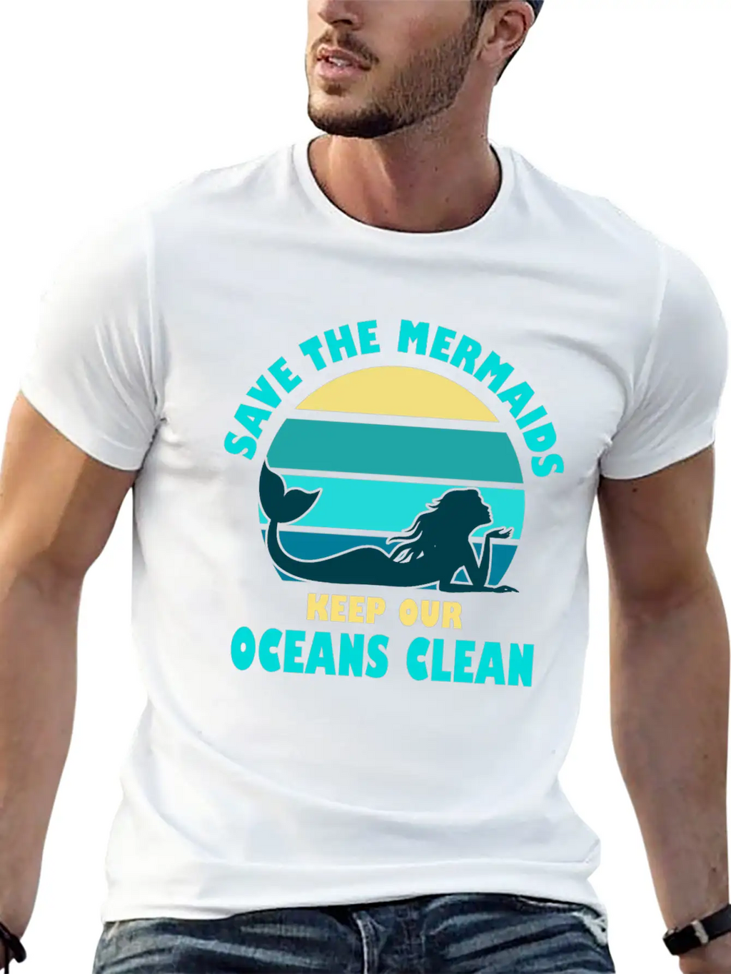 Save The Mermaids Keep Our Oceans Clean Breathable Soft Cotton T-Shirt – Timeless Casual Look