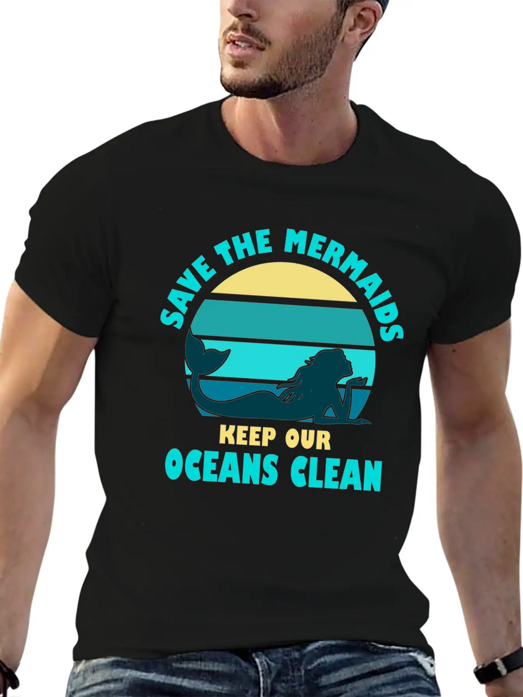 Save The Mermaids Keep Our Oceans Clean Breathable Soft Cotton T-Shirt – Timeless Casual Look