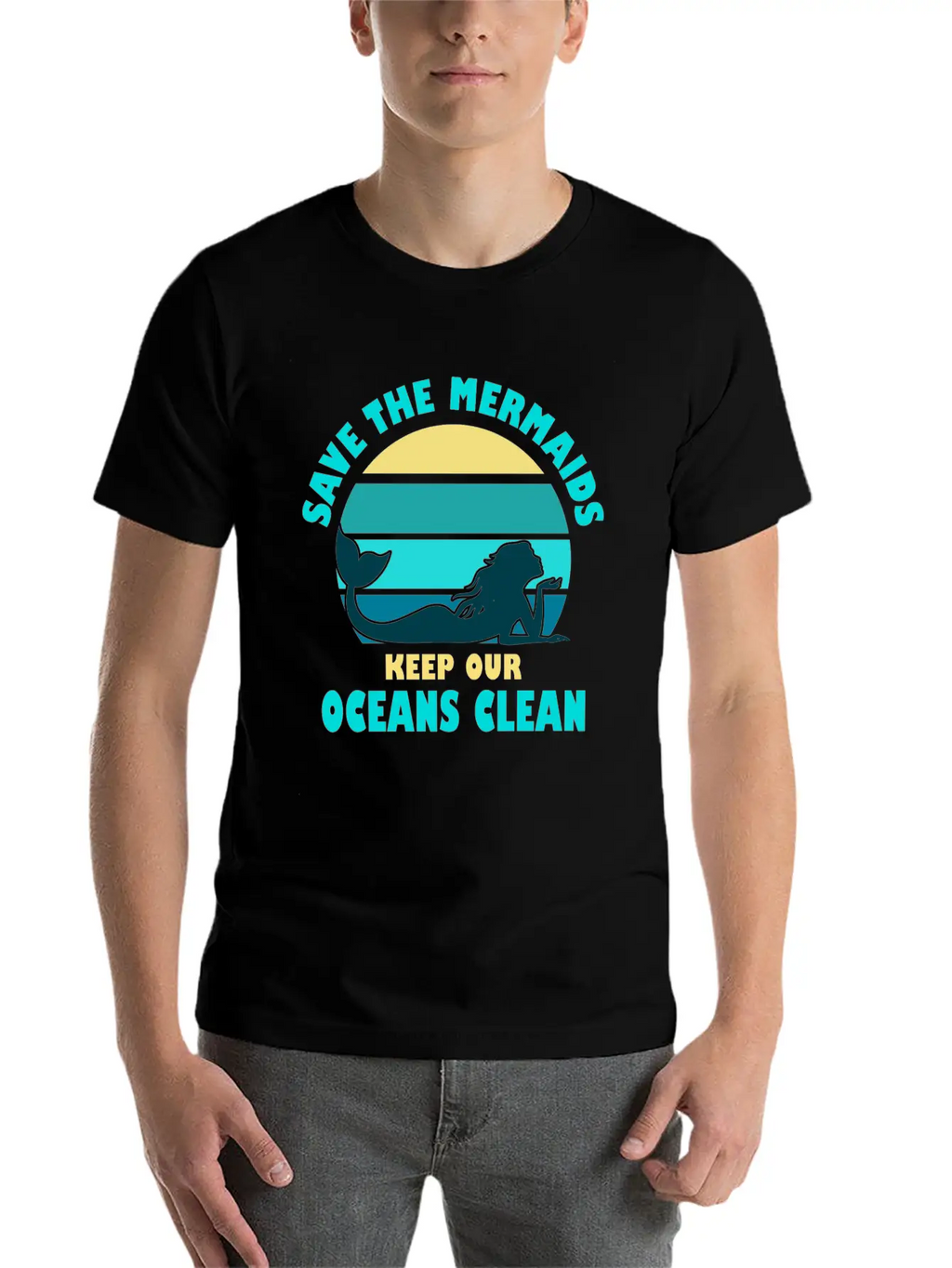 Save The Mermaids Keep Our Oceans Clean Breathable Soft Cotton T-Shirt – Timeless Casual Look