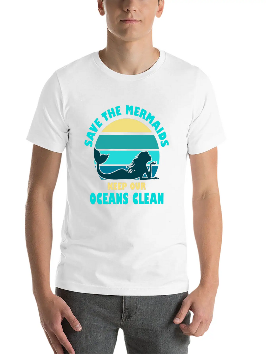Save The Mermaids Keep Our Oceans Clean Breathable Soft Cotton T-Shirt – Timeless Casual Look