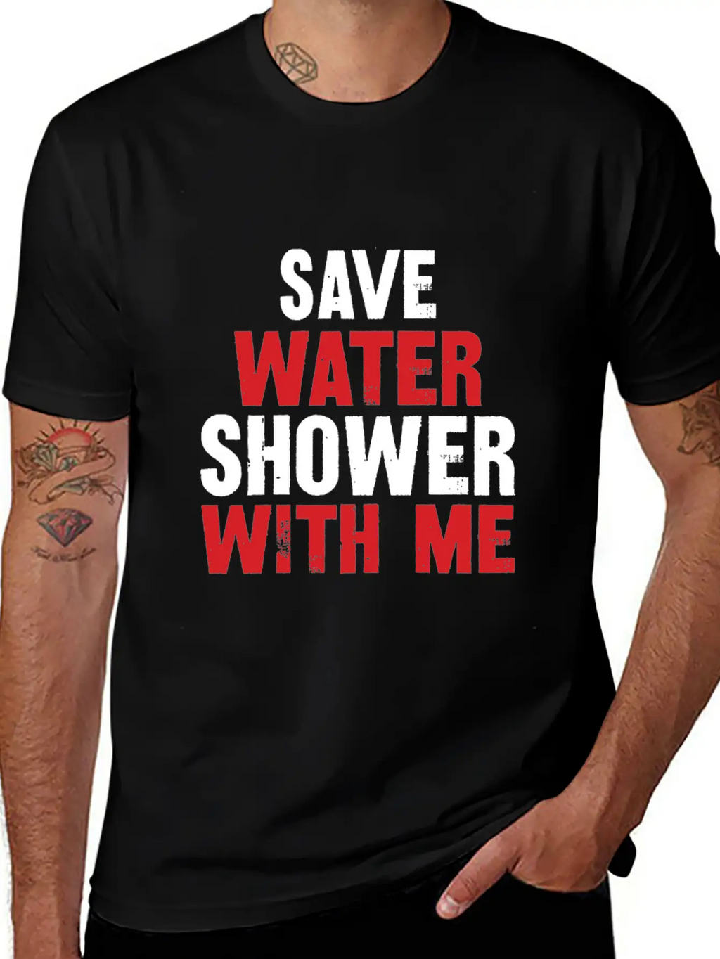 Save Water Shower With Me Unisex Short Sleeve Soft Cotton T-Shirt – Casual Everyday Wear