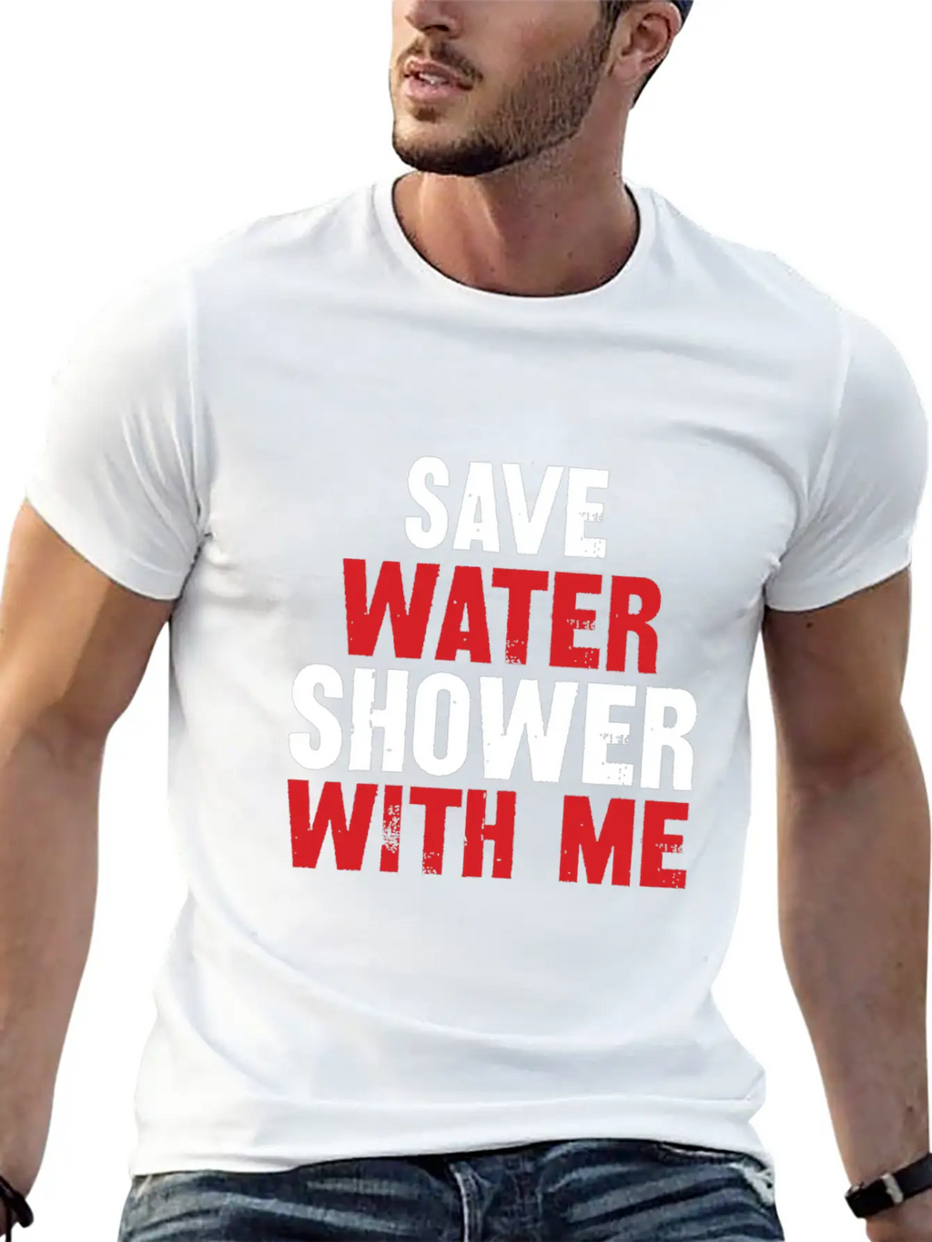 Save Water Shower With Me Unisex Short Sleeve Soft Cotton T-Shirt – Casual Everyday Wear