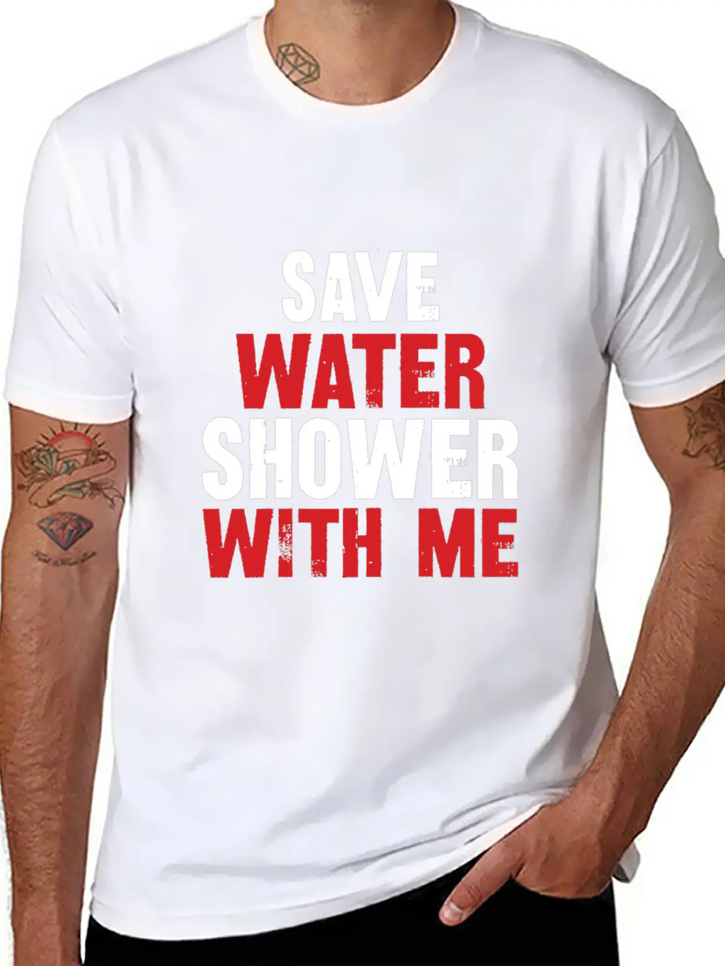Save Water Shower With Me Unisex Short Sleeve Soft Cotton T-Shirt – Casual Everyday Wear