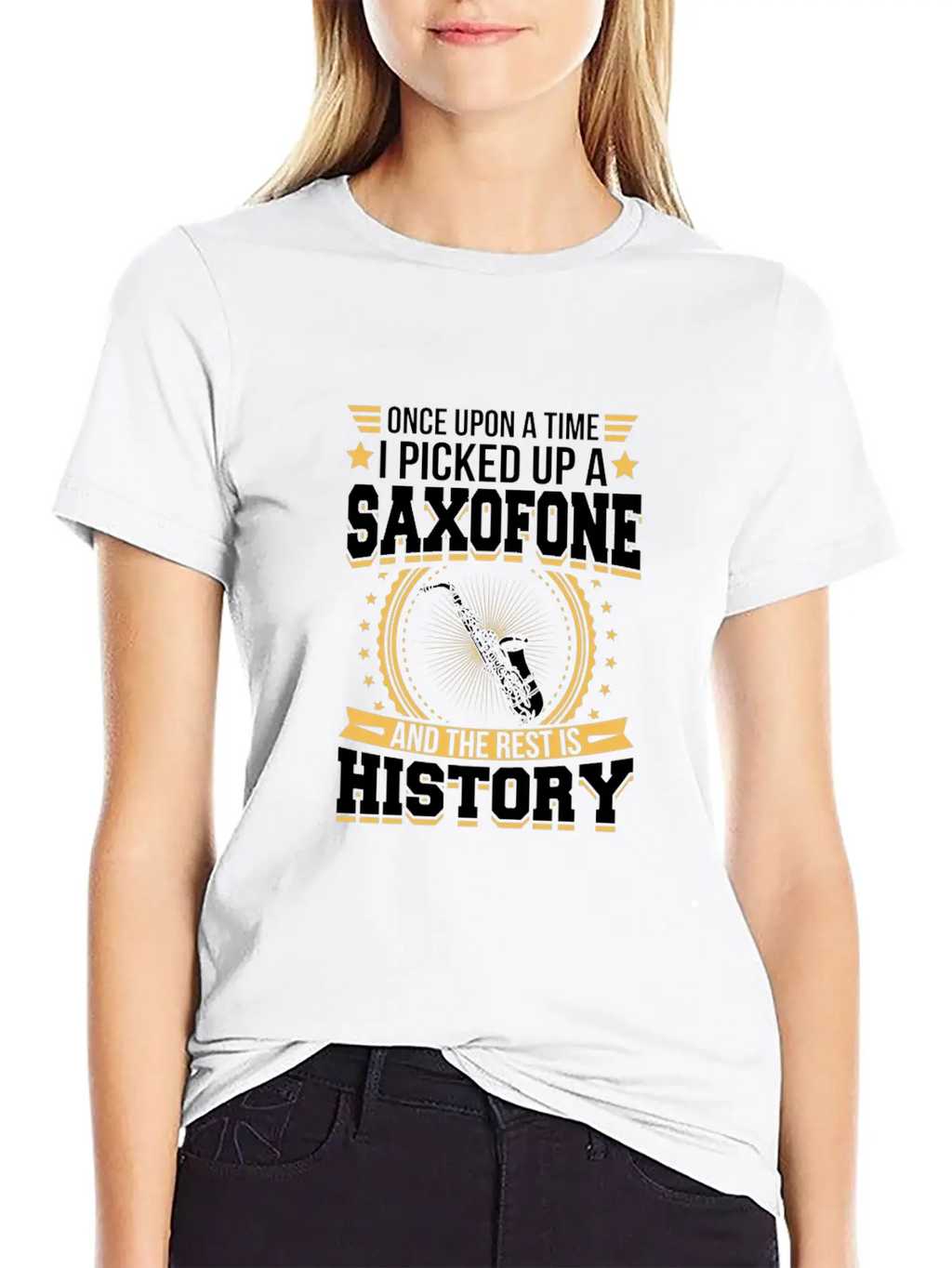 Saxofone And The Rest Is History T-Shirt Stylish Everyday T-Shirt – Unisex Basic Cotton Tee