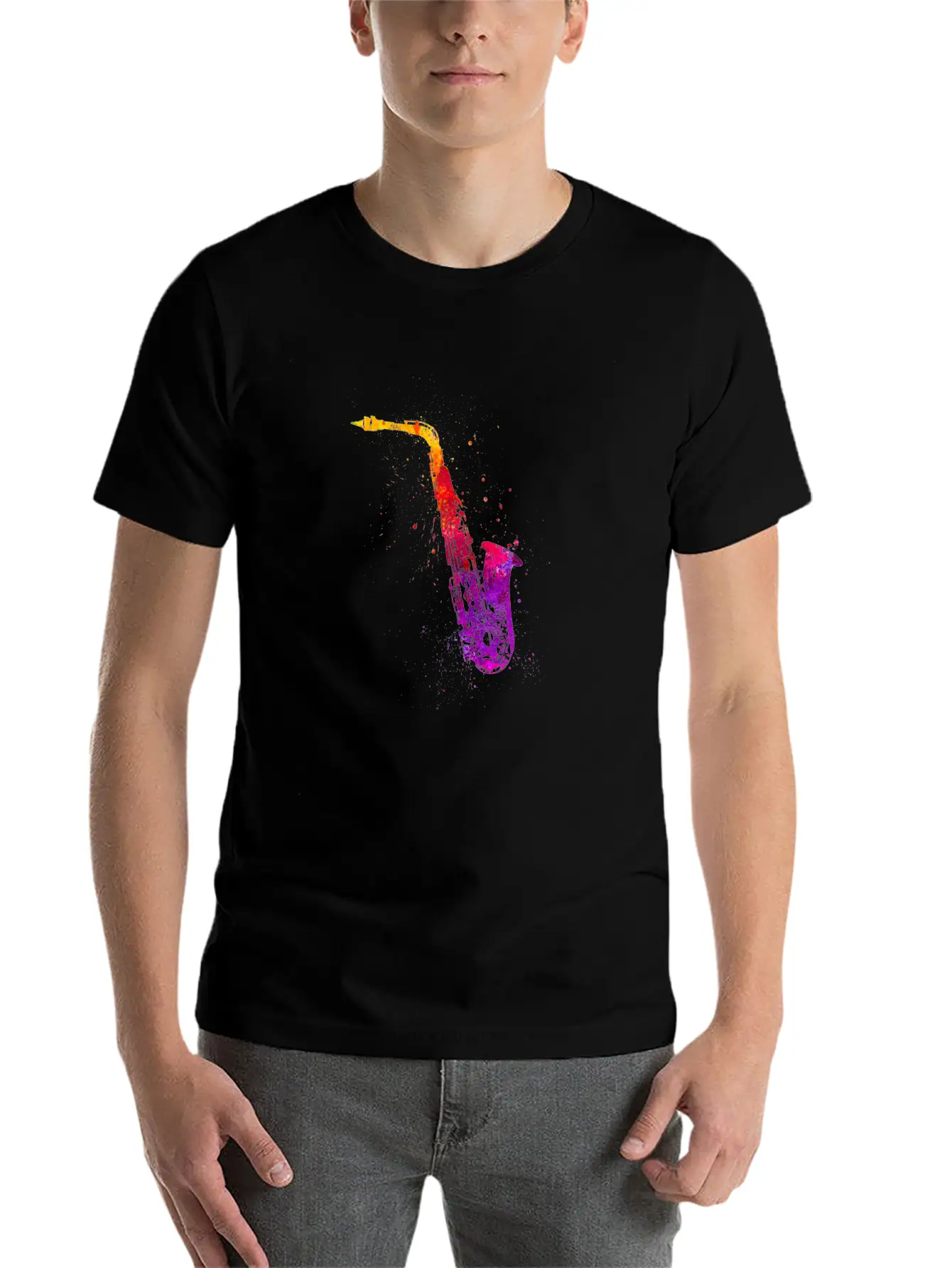 Saxophone Colorful Icon Essential Cotton Tee For Daily Outfits – Unisex Style