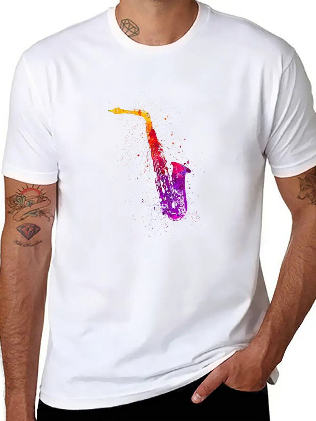 Saxophone Colorful Icon Essential Cotton Tee For Daily Outfits – Unisex Style