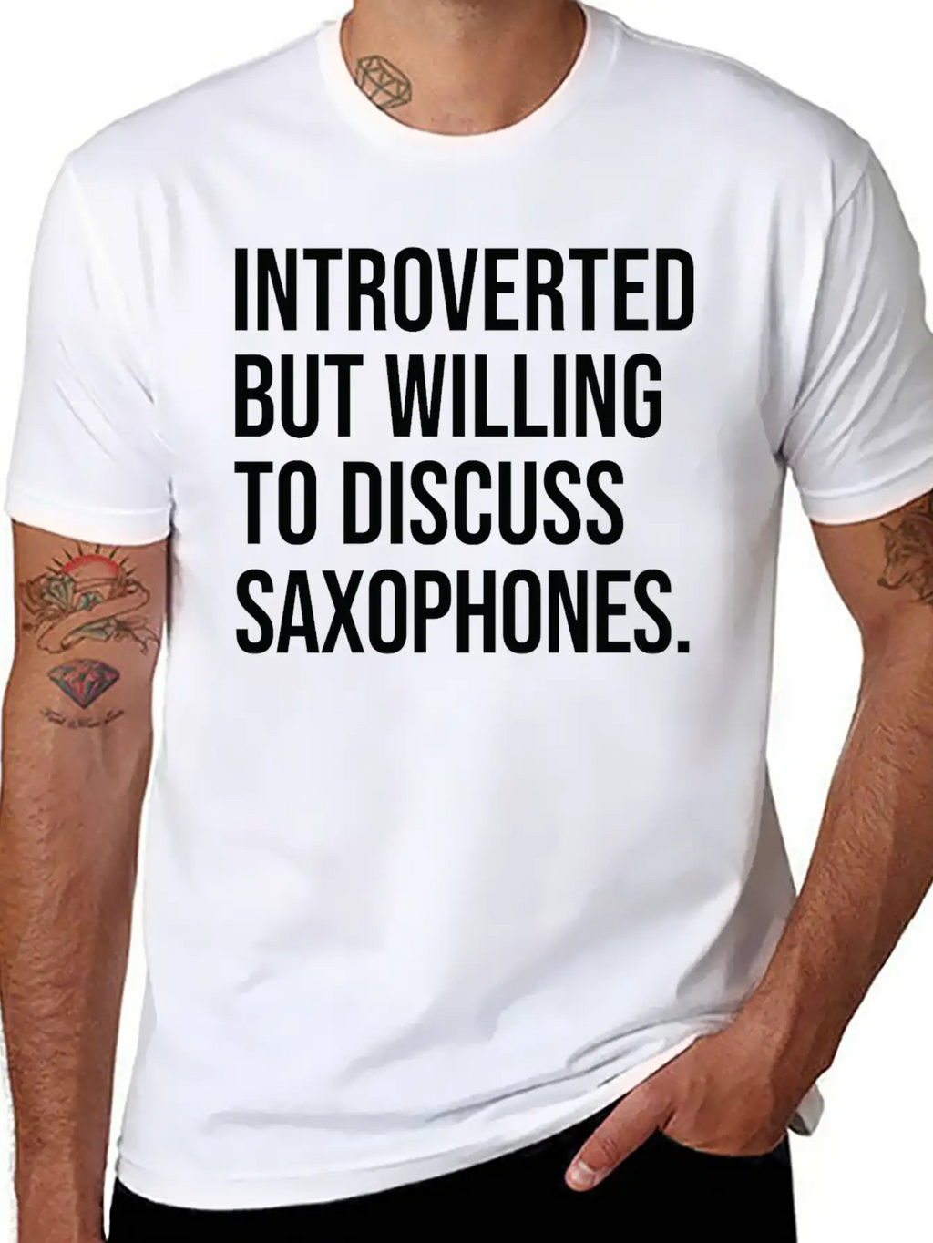 Saxophone Funny Introverted Saxophonist Saying Unisex Short Sleeve Soft Cotton T-Shirt – Casual Everyday Wear