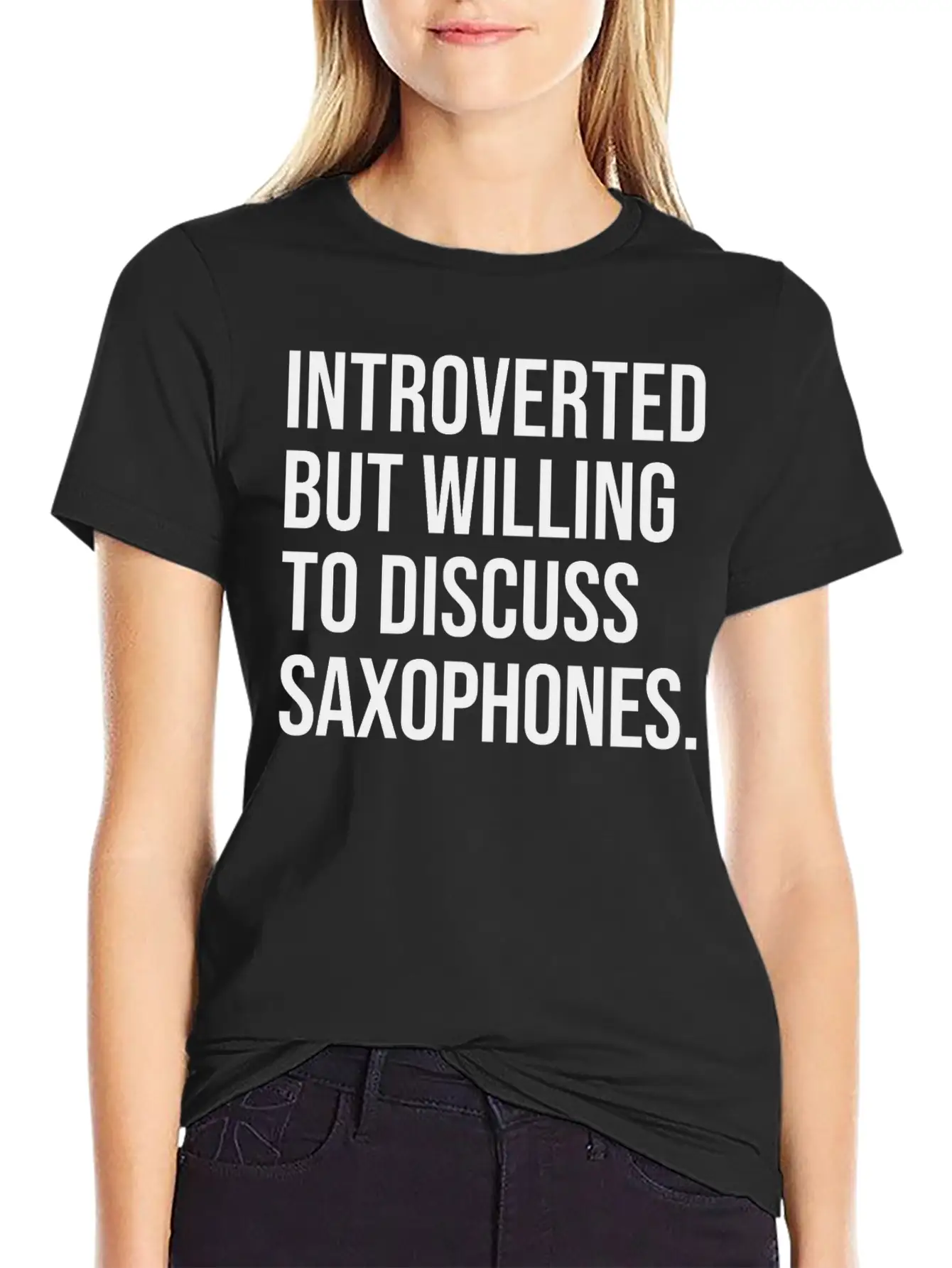 Saxophone Funny Introverted Saxophonist Saying Unisex Short Sleeve Soft Cotton T-Shirt – Casual Everyday Wear