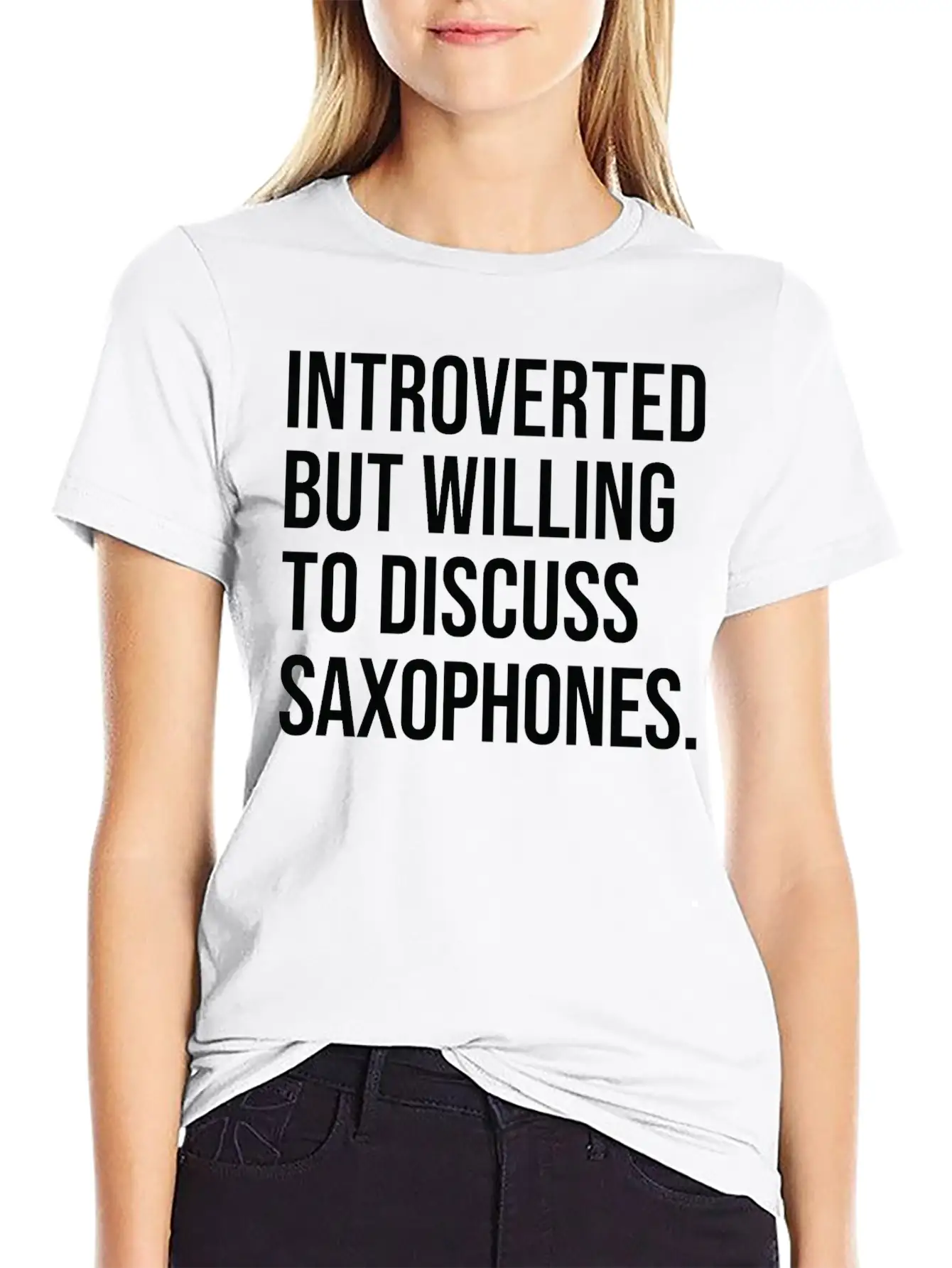Saxophone Funny Introverted Saxophonist Saying Unisex Short Sleeve Soft Cotton T-Shirt – Casual Everyday Wear