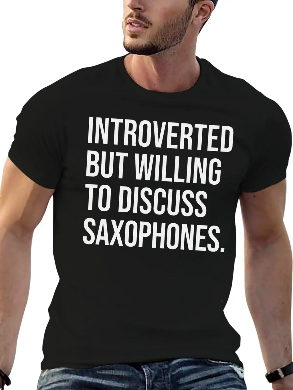 Saxophone Funny Introverted Saxophonist Saying Unisex Short Sleeve Soft Cotton T-Shirt – Casual Everyday Wear