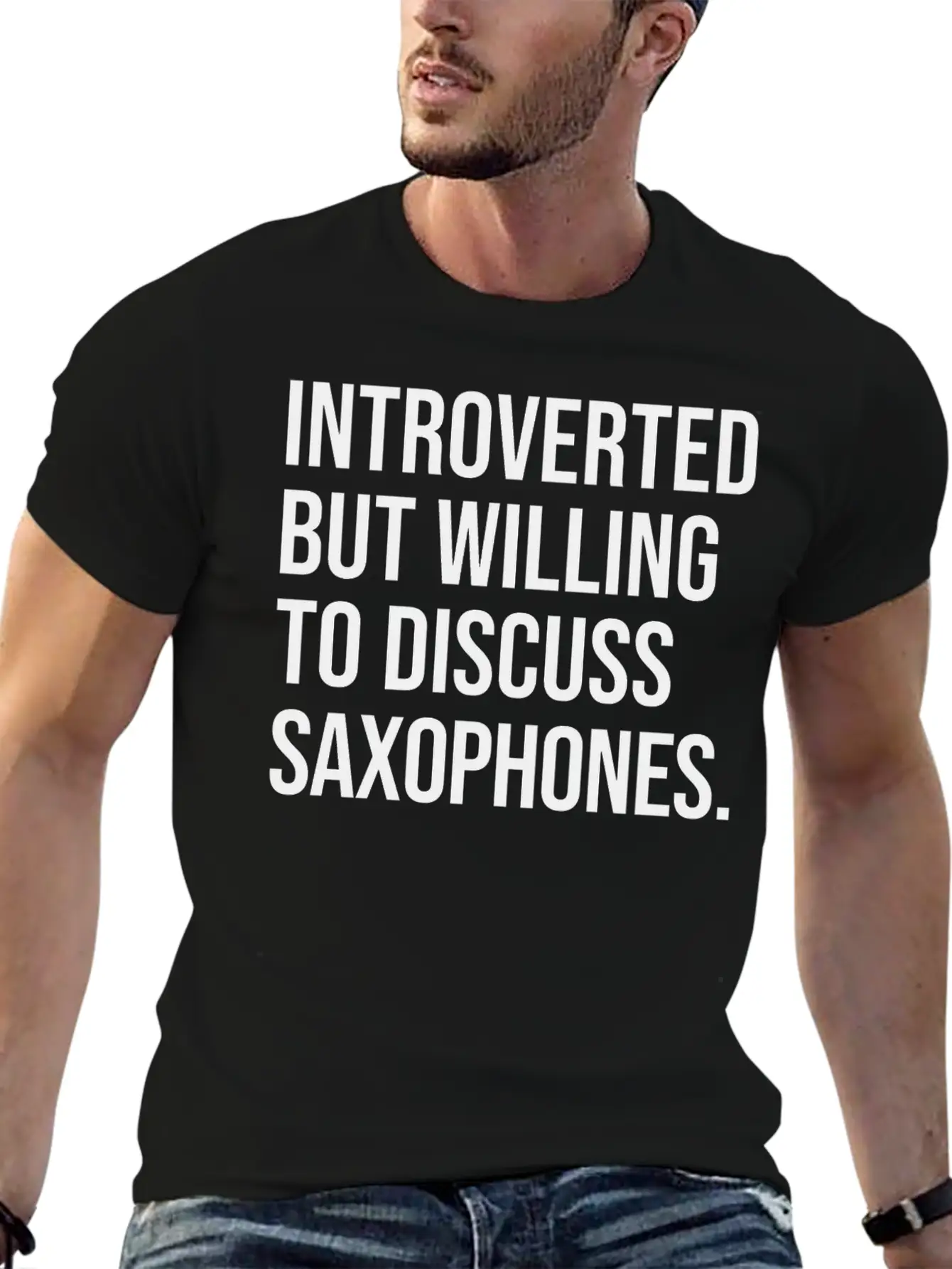 Saxophone Funny Introverted Saxophonist Saying Unisex Short Sleeve Soft Cotton T-Shirt – Casual Everyday Wear