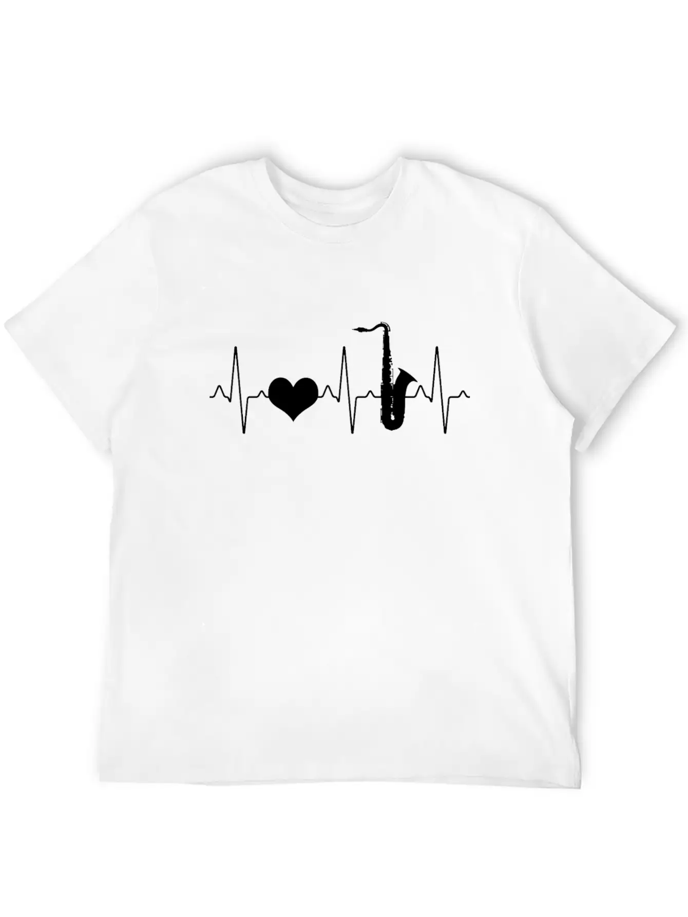 Saxophone Heartbeat Stylish Everyday T-Shirt – Unisex Basic Cotton Tee