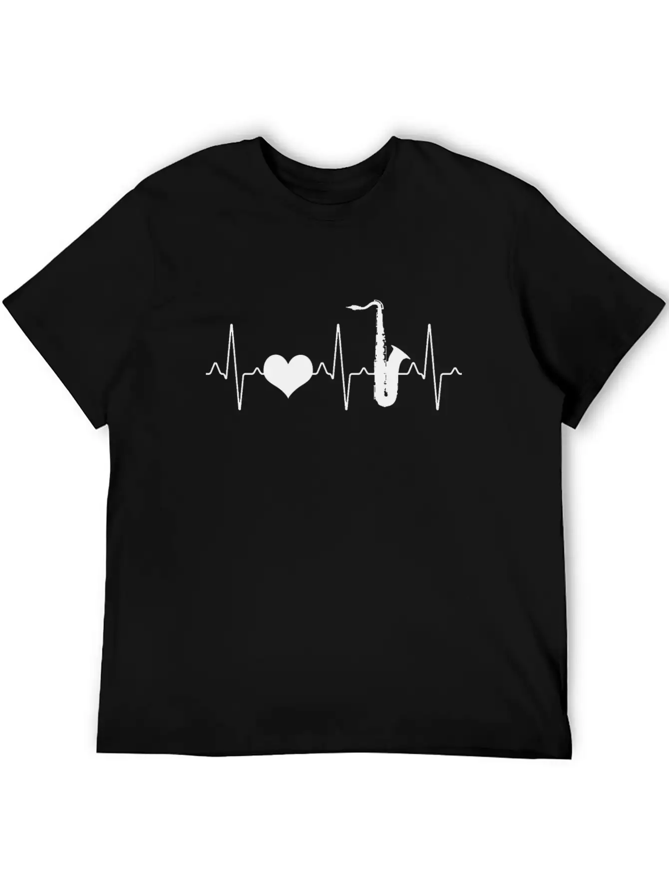 Saxophone Heartbeat Stylish Everyday T-Shirt – Unisex Basic Cotton Tee
