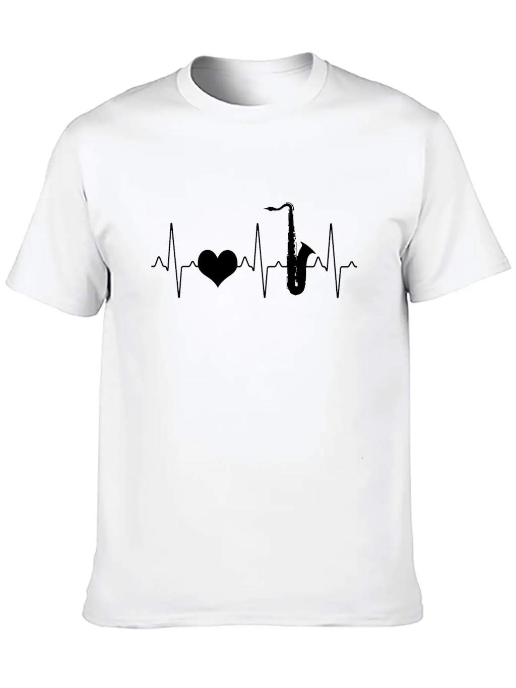 Saxophone Heartbeat Stylish Everyday T-Shirt – Unisex Basic Cotton Tee