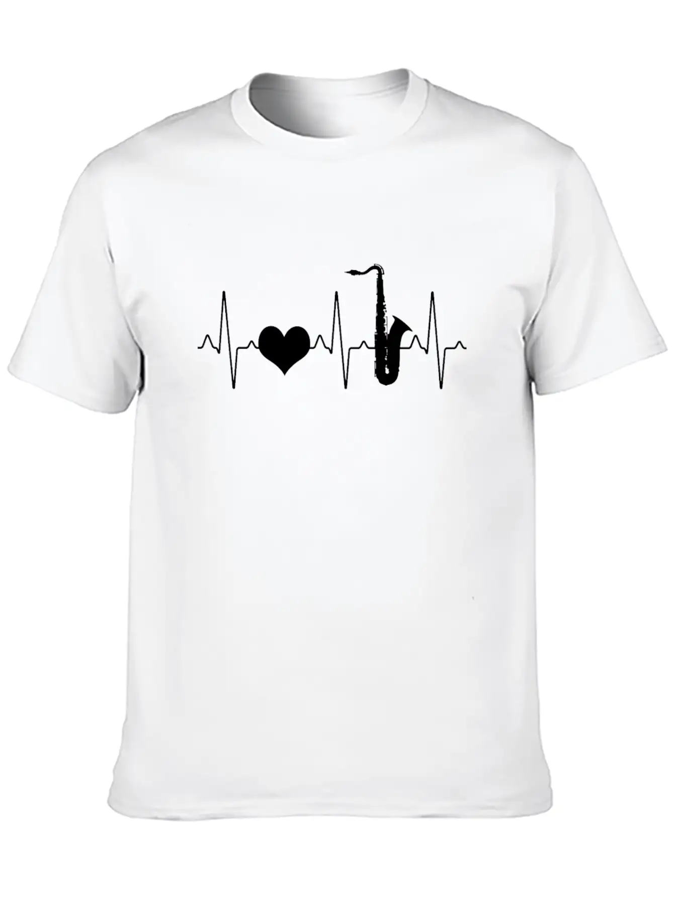 Saxophone Heartbeat Stylish Everyday T-Shirt – Unisex Basic Cotton Tee