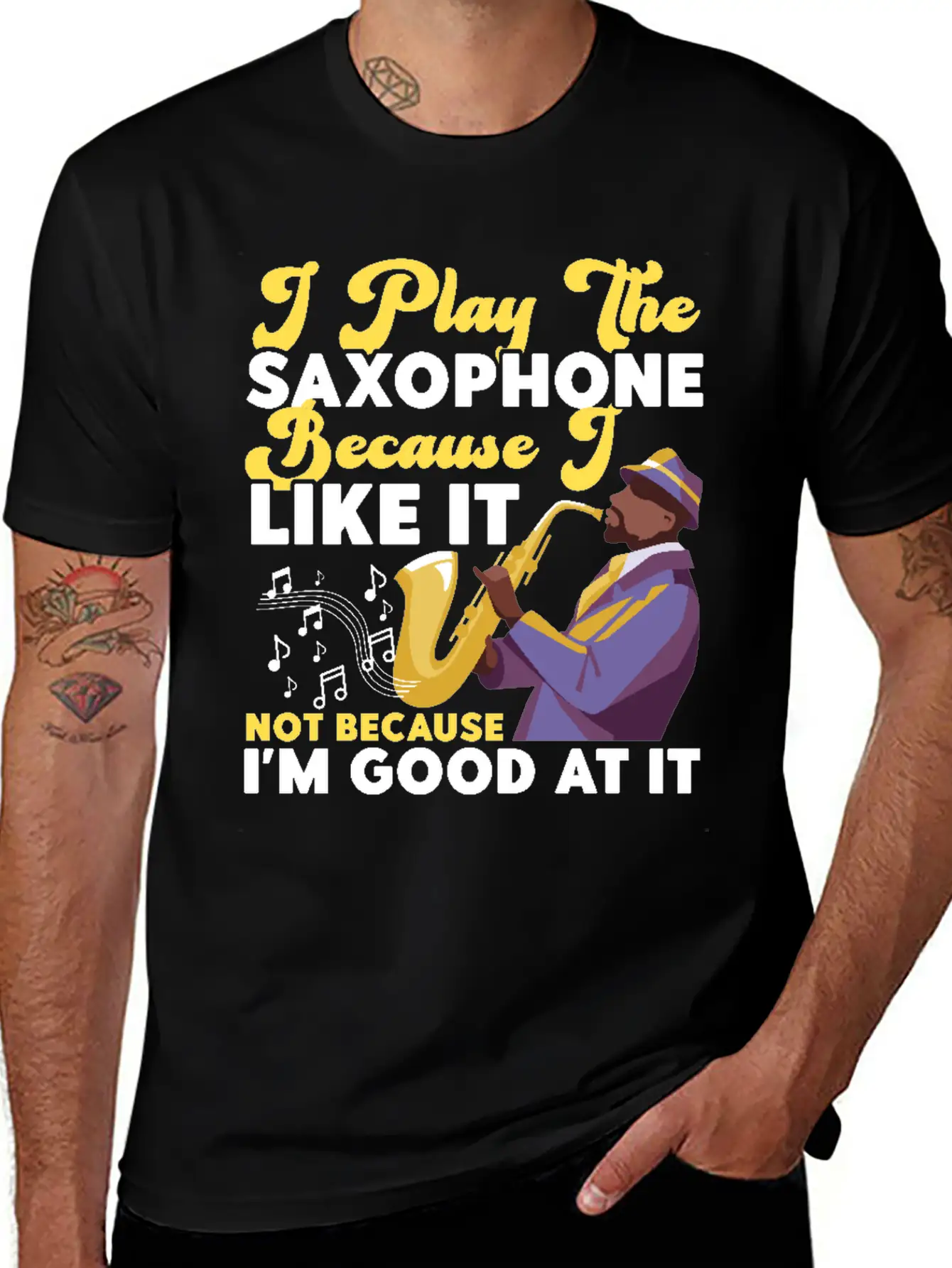 Saxophone I Play The Saxophone Unisex Short Sleeve Soft Cotton T-Shirt – Casual Everyday Wear