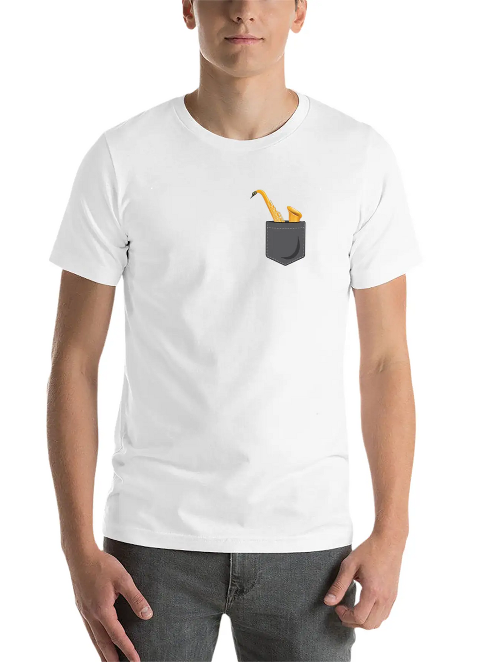 Saxophone Pocket Stylish Everyday T-Shirt – Unisex Basic Cotton Tee