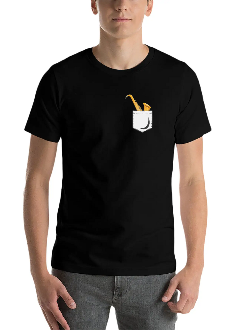 Saxophone Pocket Stylish Everyday T-Shirt – Unisex Basic Cotton Tee