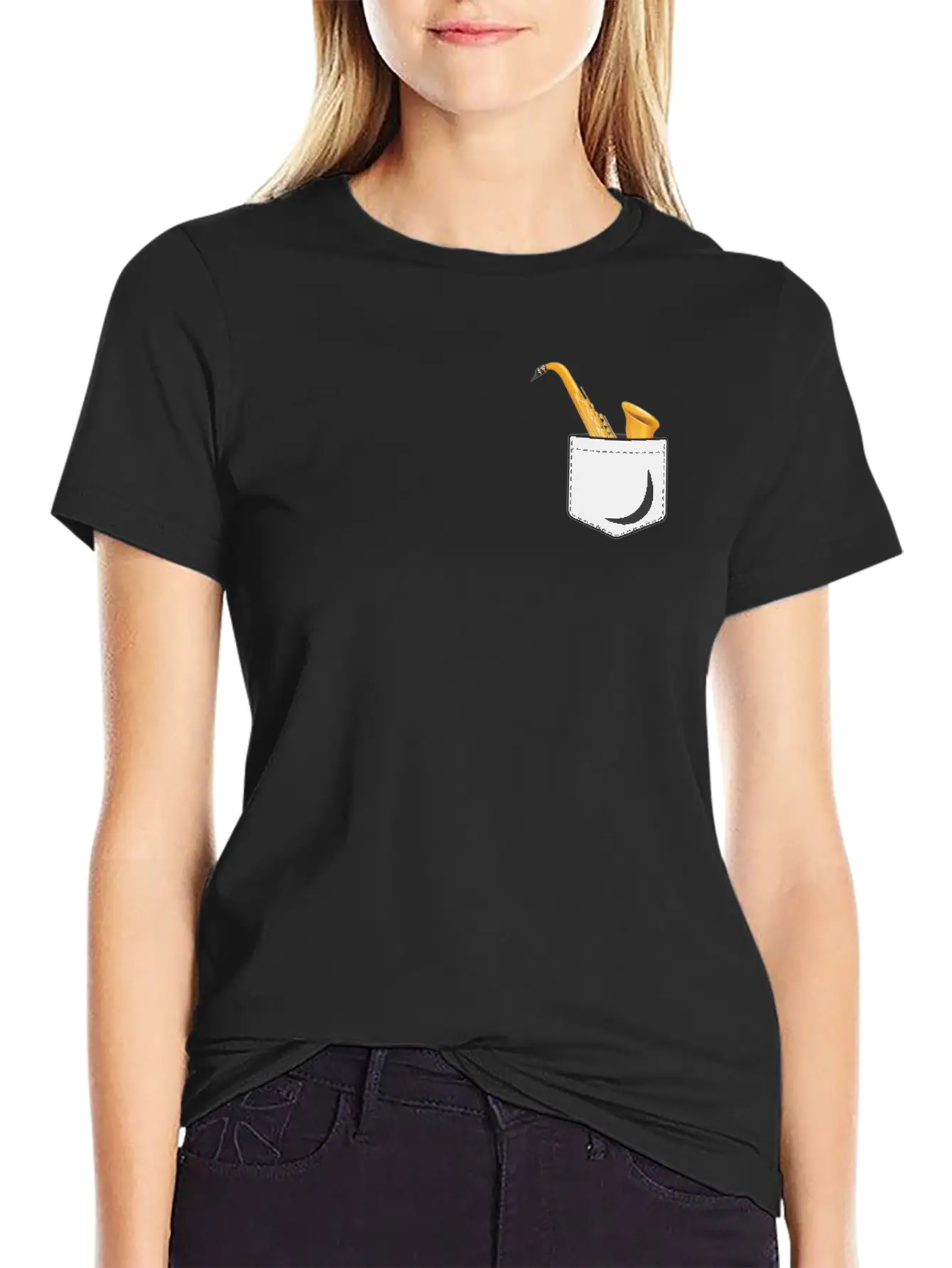 Saxophone Pocket Stylish Everyday T-Shirt – Unisex Basic Cotton Tee
