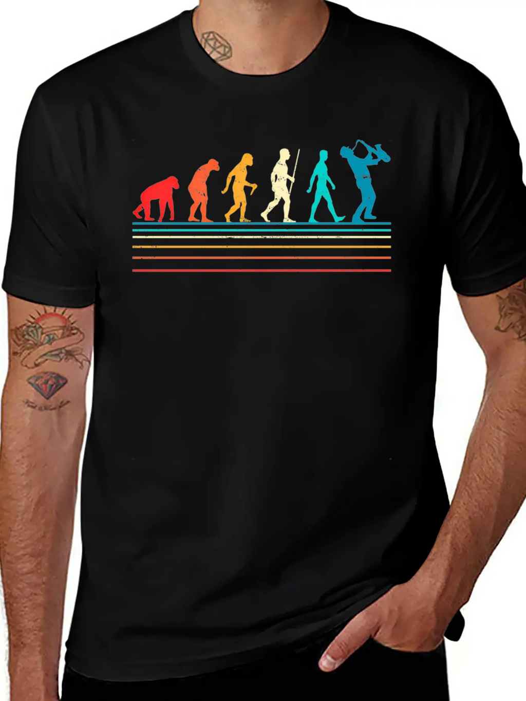 Saxophone Retro Vintage Evolution Of Breathable Soft Cotton T-Shirt – Timeless Casual Look