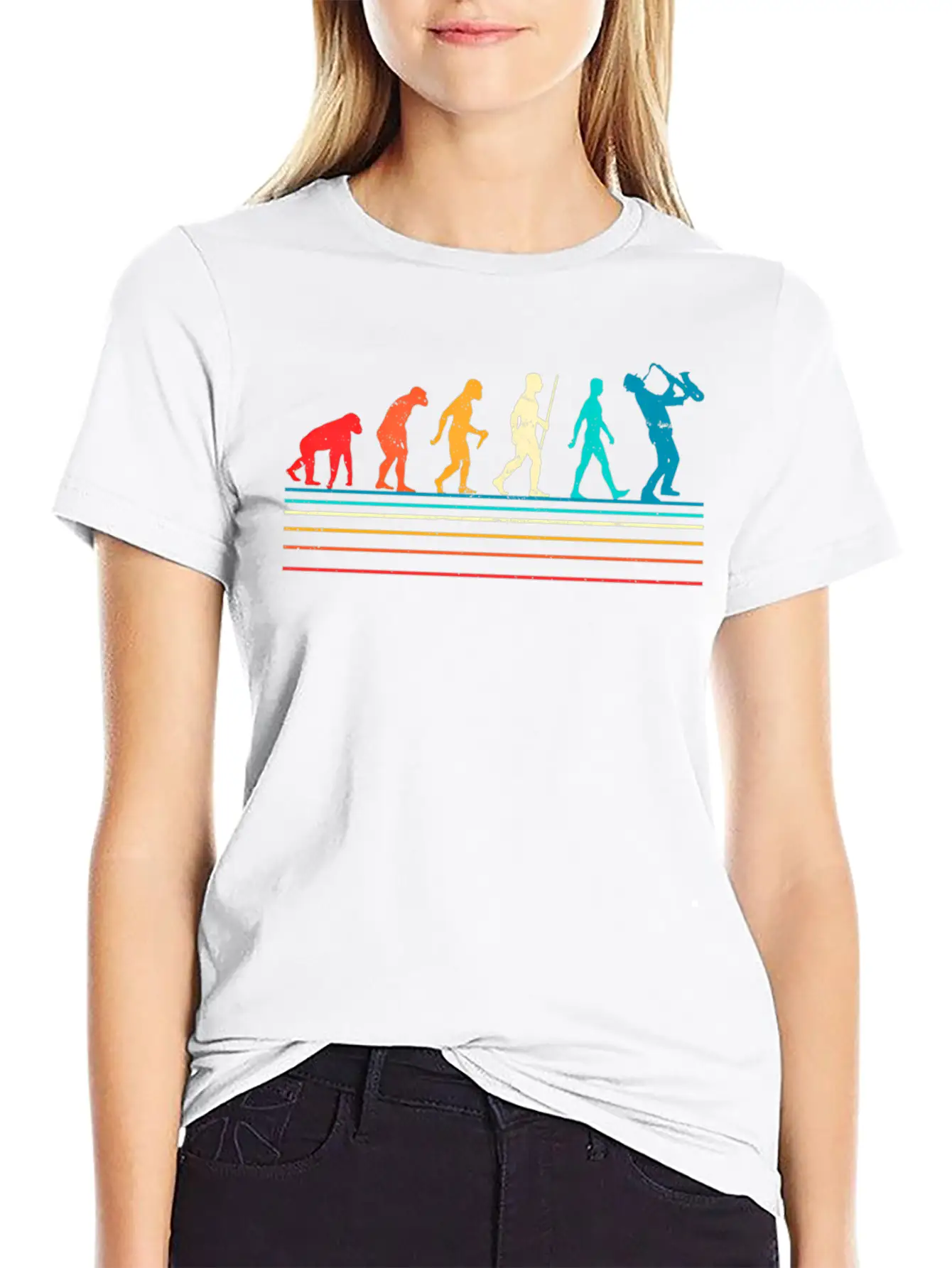 Saxophone Retro Vintage Evolution Of Breathable Soft Cotton T-Shirt – Timeless Casual Look