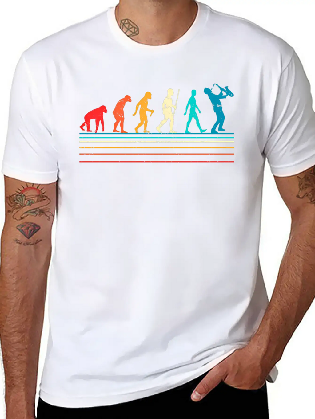 Saxophone Retro Vintage Evolution Of Breathable Soft Cotton T-Shirt – Timeless Casual Look