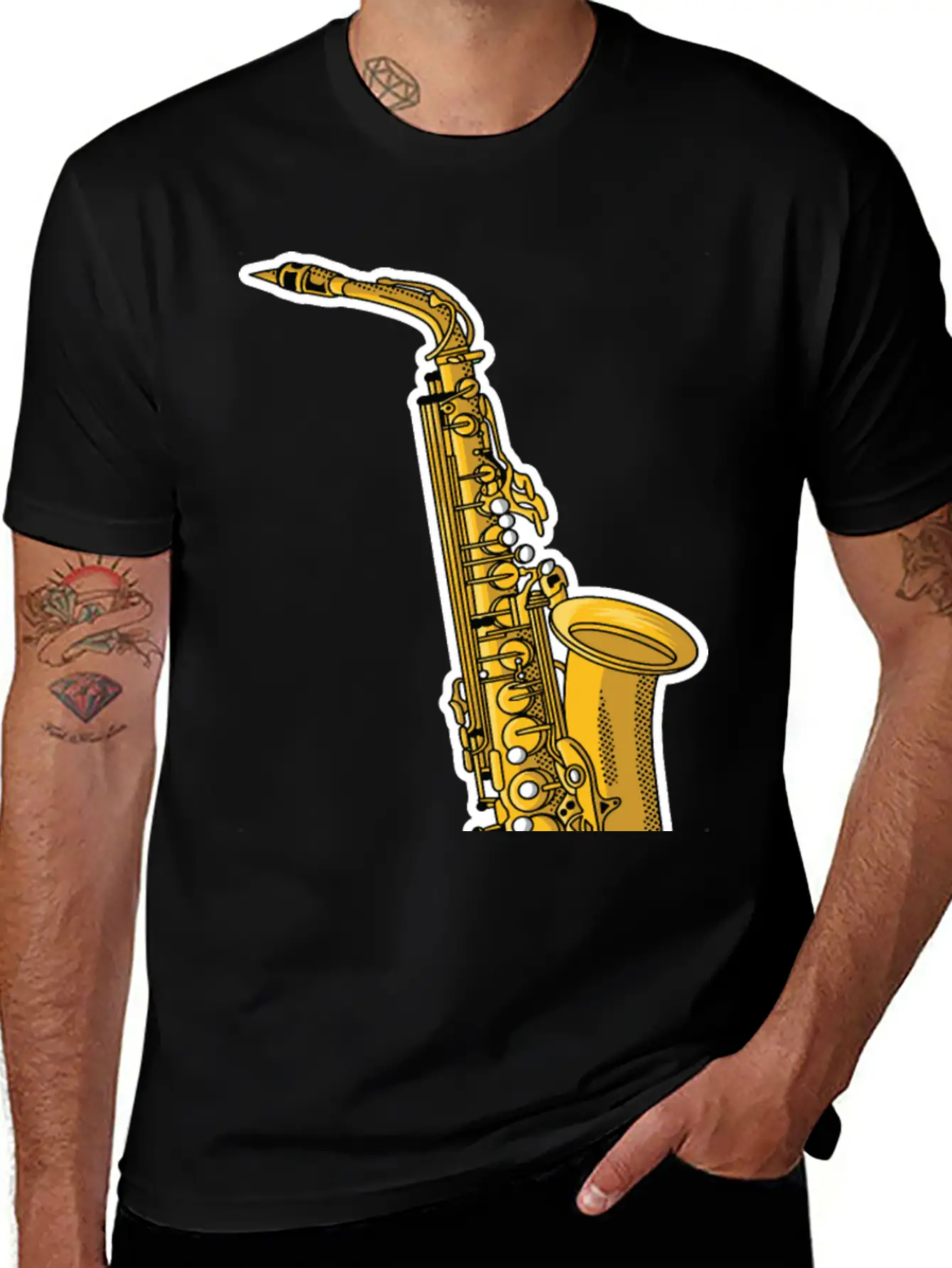 Saxophone - Wind Instrument Casual Graphic T-Shirt – Simple And Comfortable Daily Wear