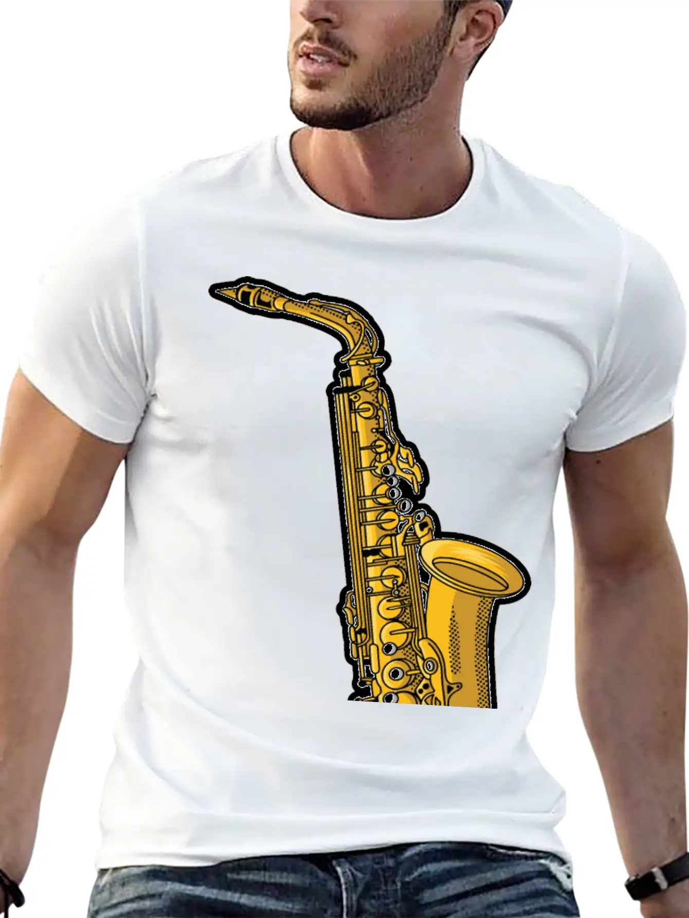 Saxophone - Wind Instrument Casual Graphic T-Shirt – Simple And Comfortable Daily Wear