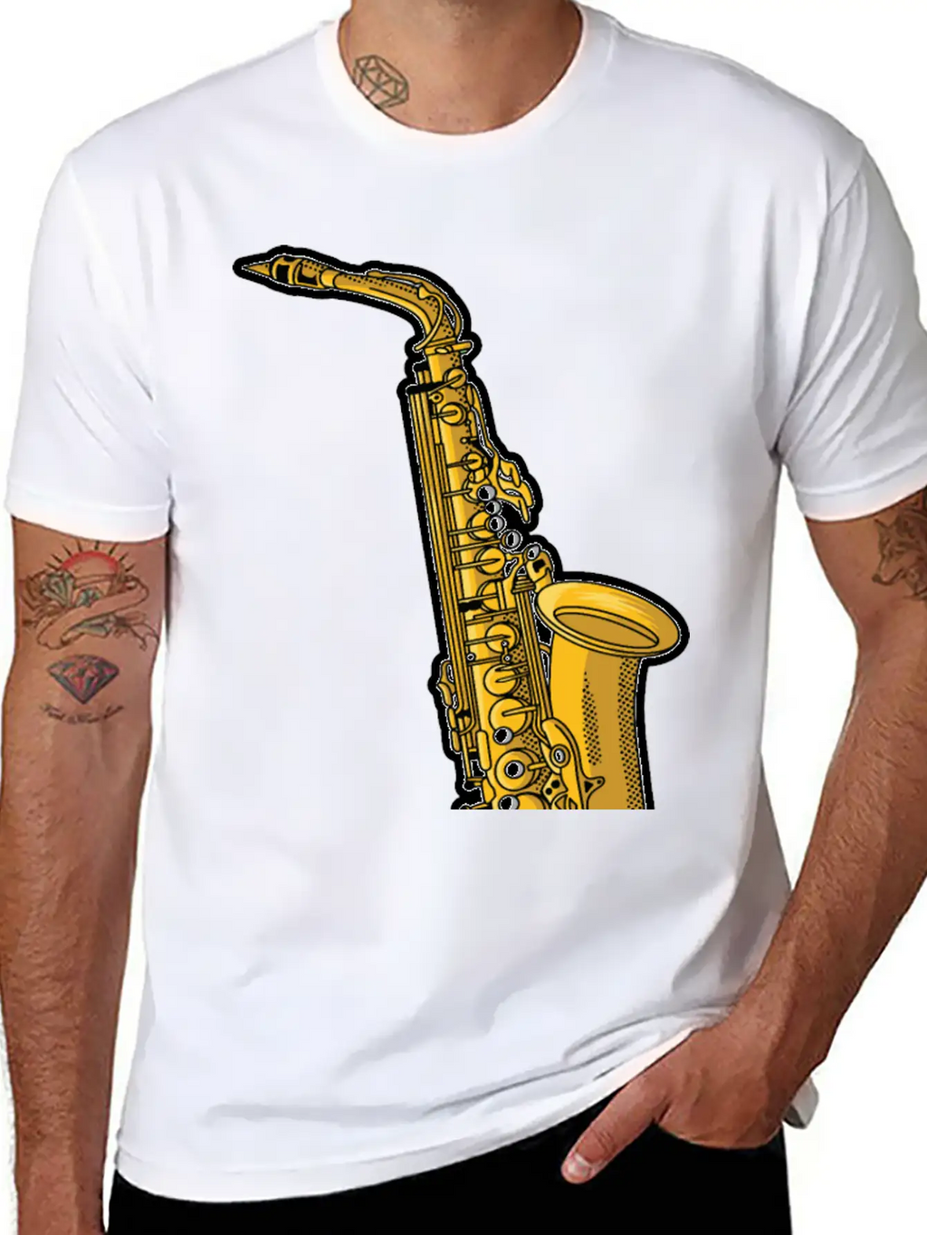 Saxophone - Wind Instrument Casual Graphic T-Shirt – Simple And Comfortable Daily Wear