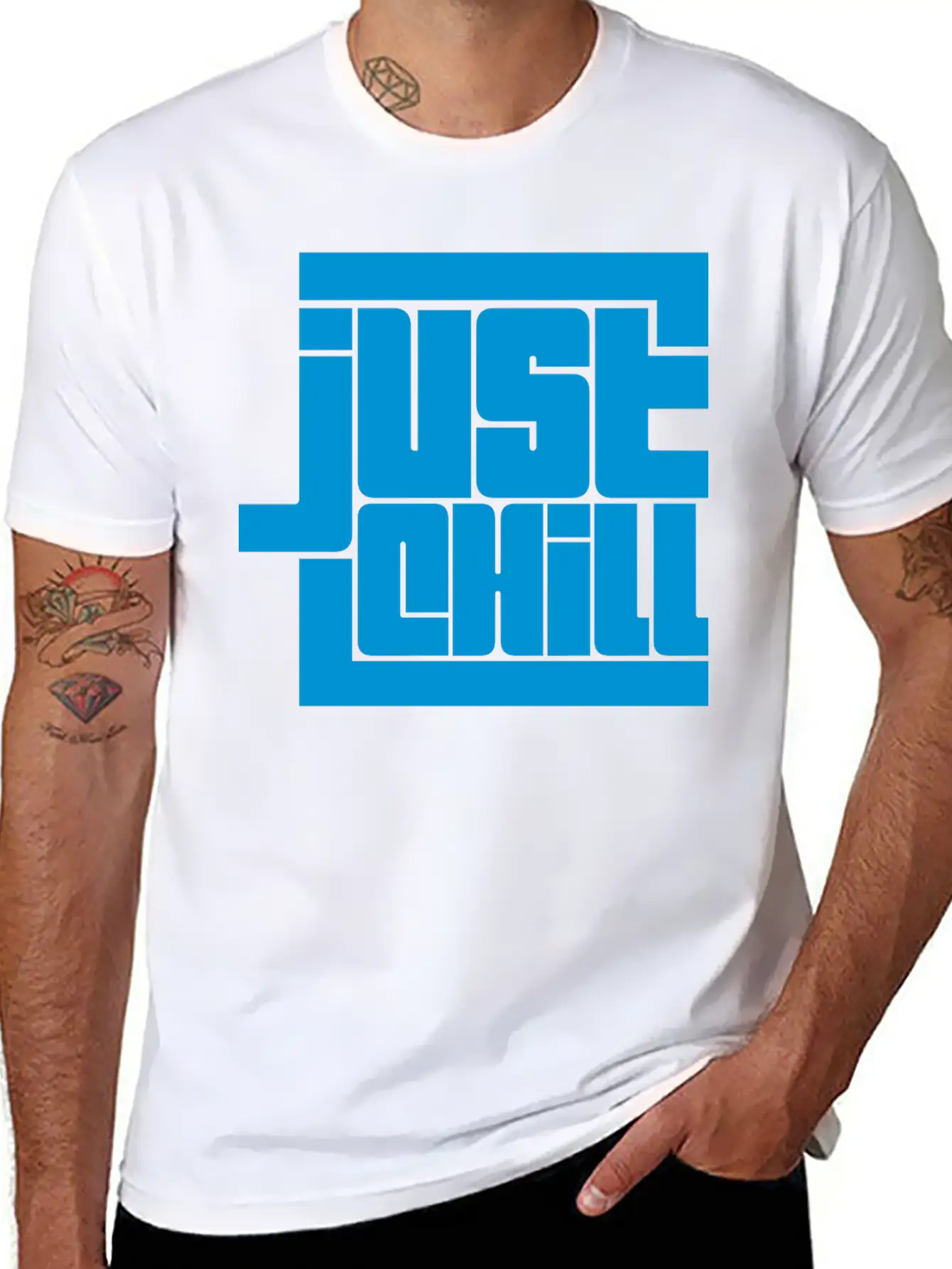 Saying Just Chill Logo Stylish Everyday T-Shirt – Unisex Basic Cotton Tee