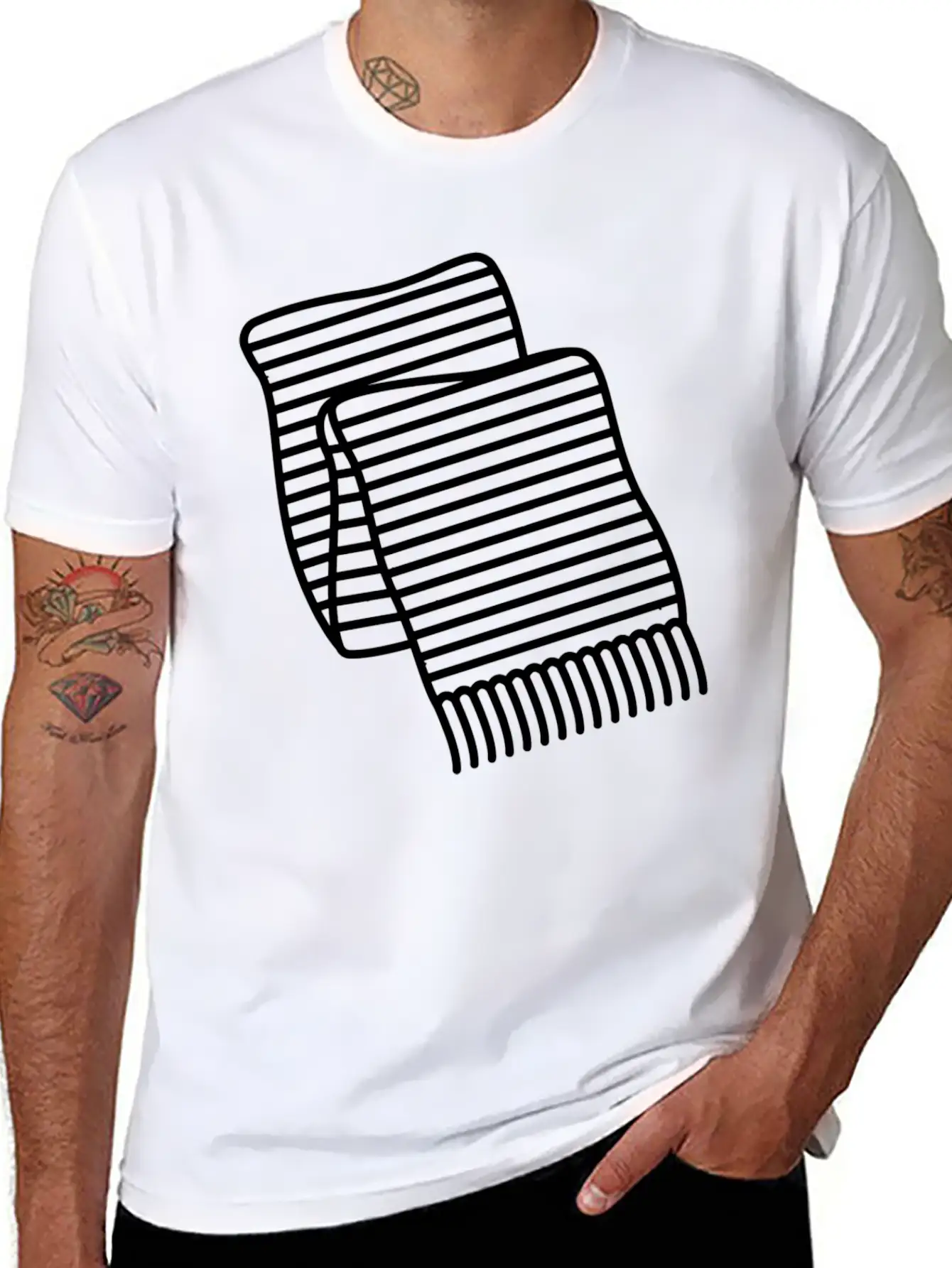 Scarf Cloth Accessory Cold Winter Icon Breathable Soft Cotton T-Shirt – Timeless Casual Look