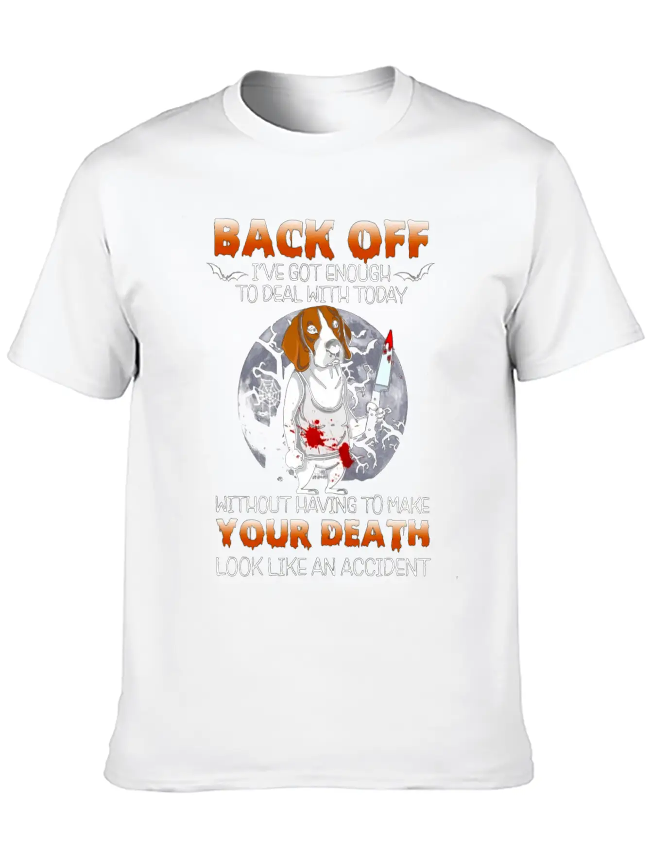 Scary Moon Dog With Scary Face Stylish Everyday T-Shirt – Unisex Basic Cotton Tee