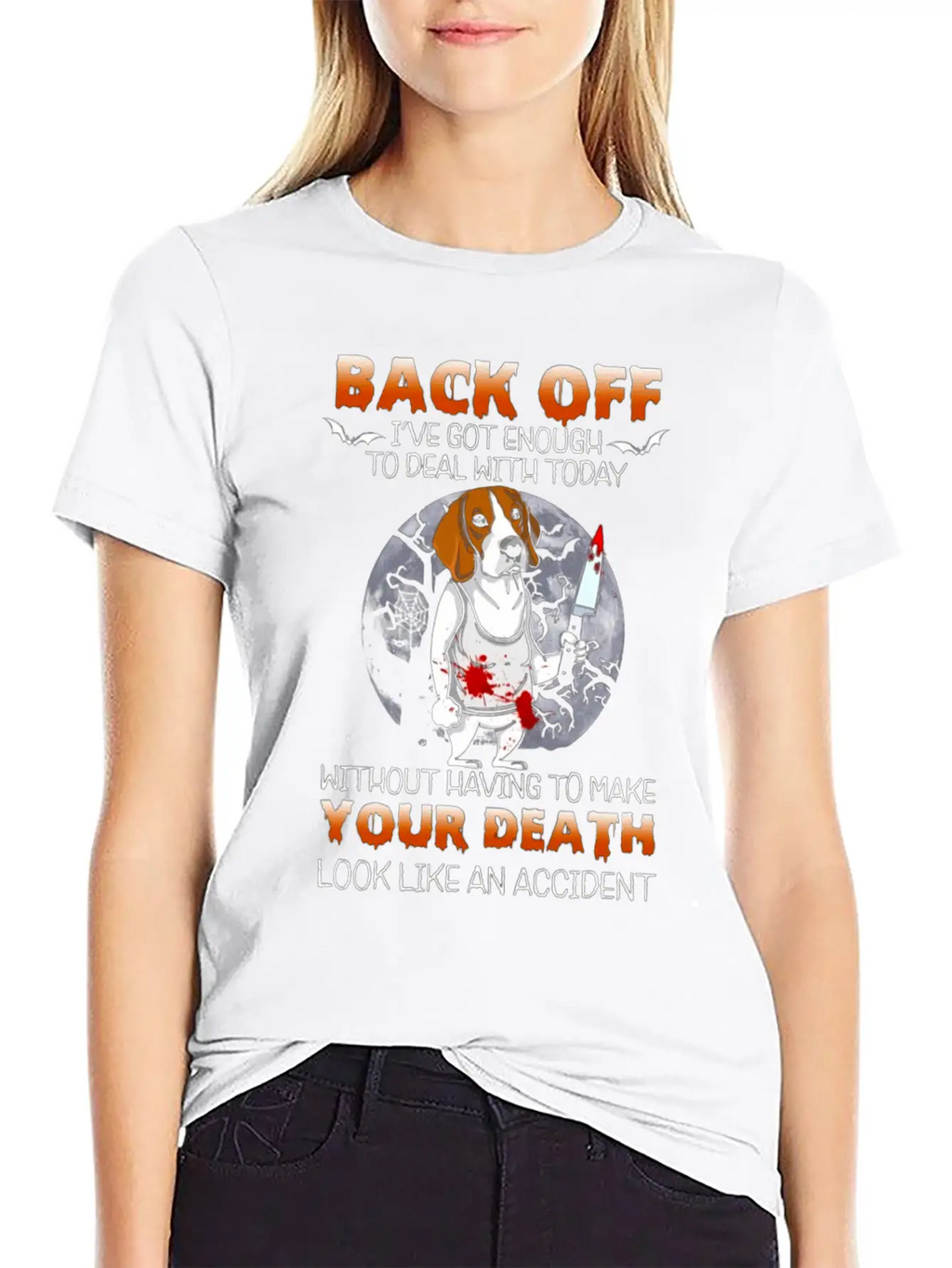 Scary Moon Dog With Scary Face Stylish Everyday T-Shirt – Unisex Basic Cotton Tee