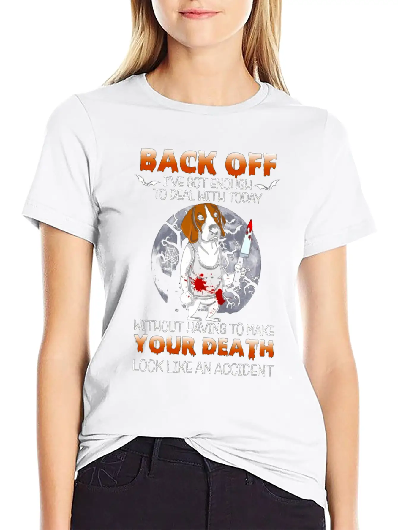 Scary Moon Dog With Scary Face Stylish Everyday T-Shirt – Unisex Basic Cotton Tee