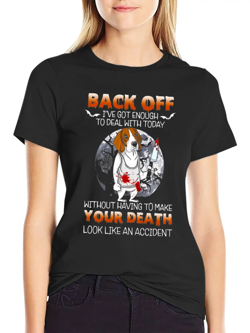 Scary Moon Dog With Scary Face Stylish Everyday T-Shirt – Unisex Basic Cotton Tee